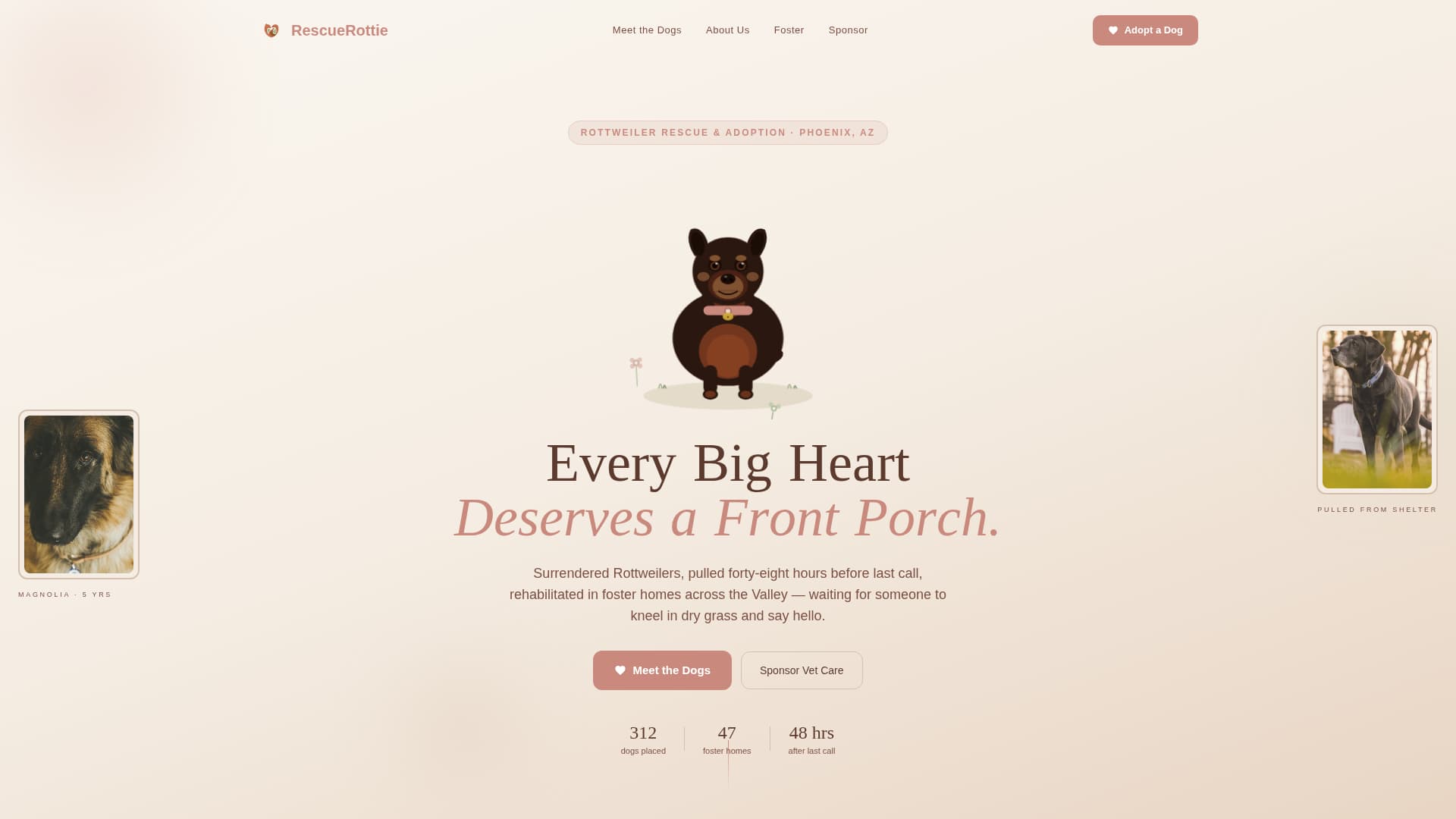 Rescuerottie - Heartfelt Adoption Landing Page Template