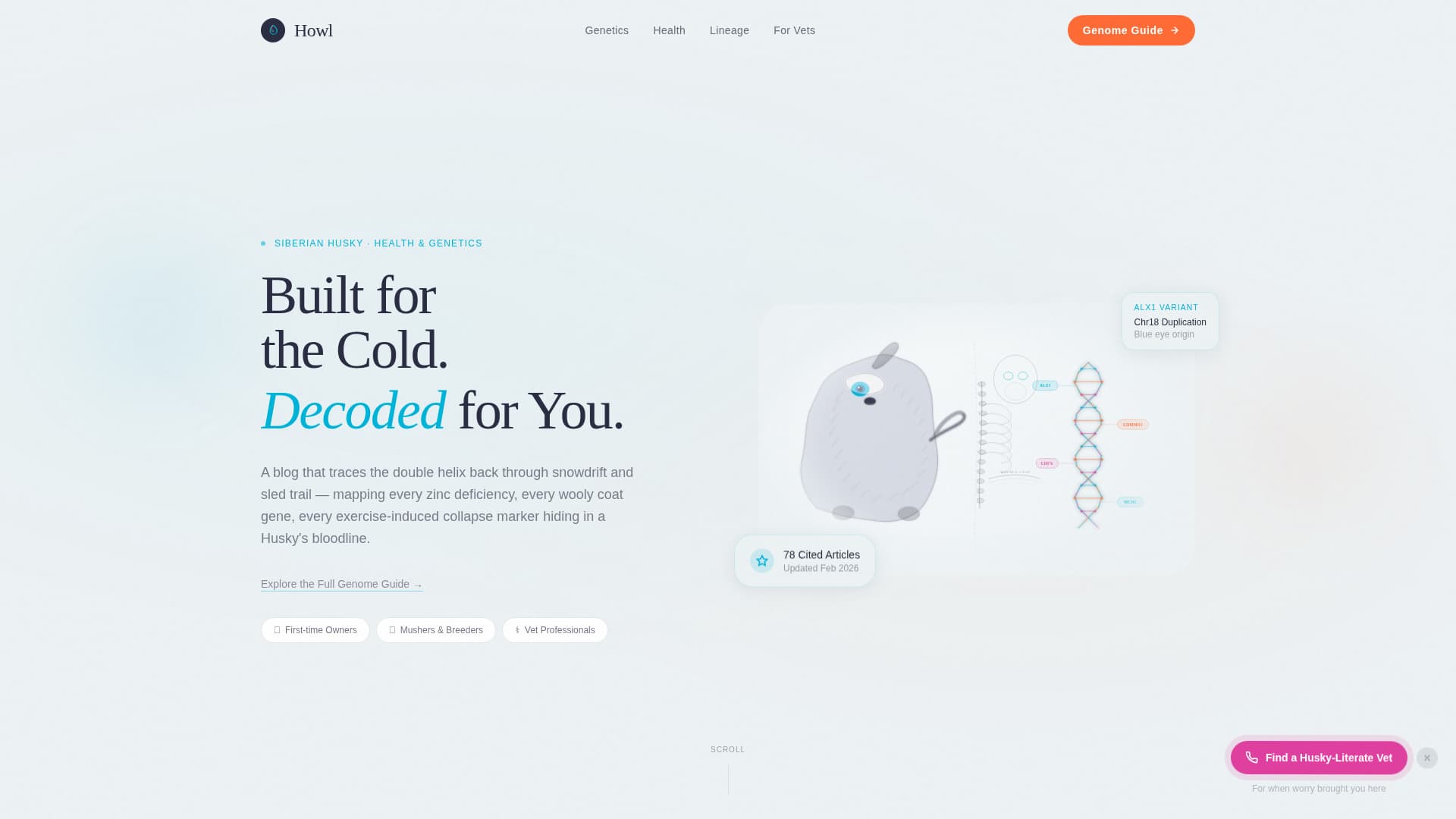Howl - Captivating Huskygenetics Landing Page Template