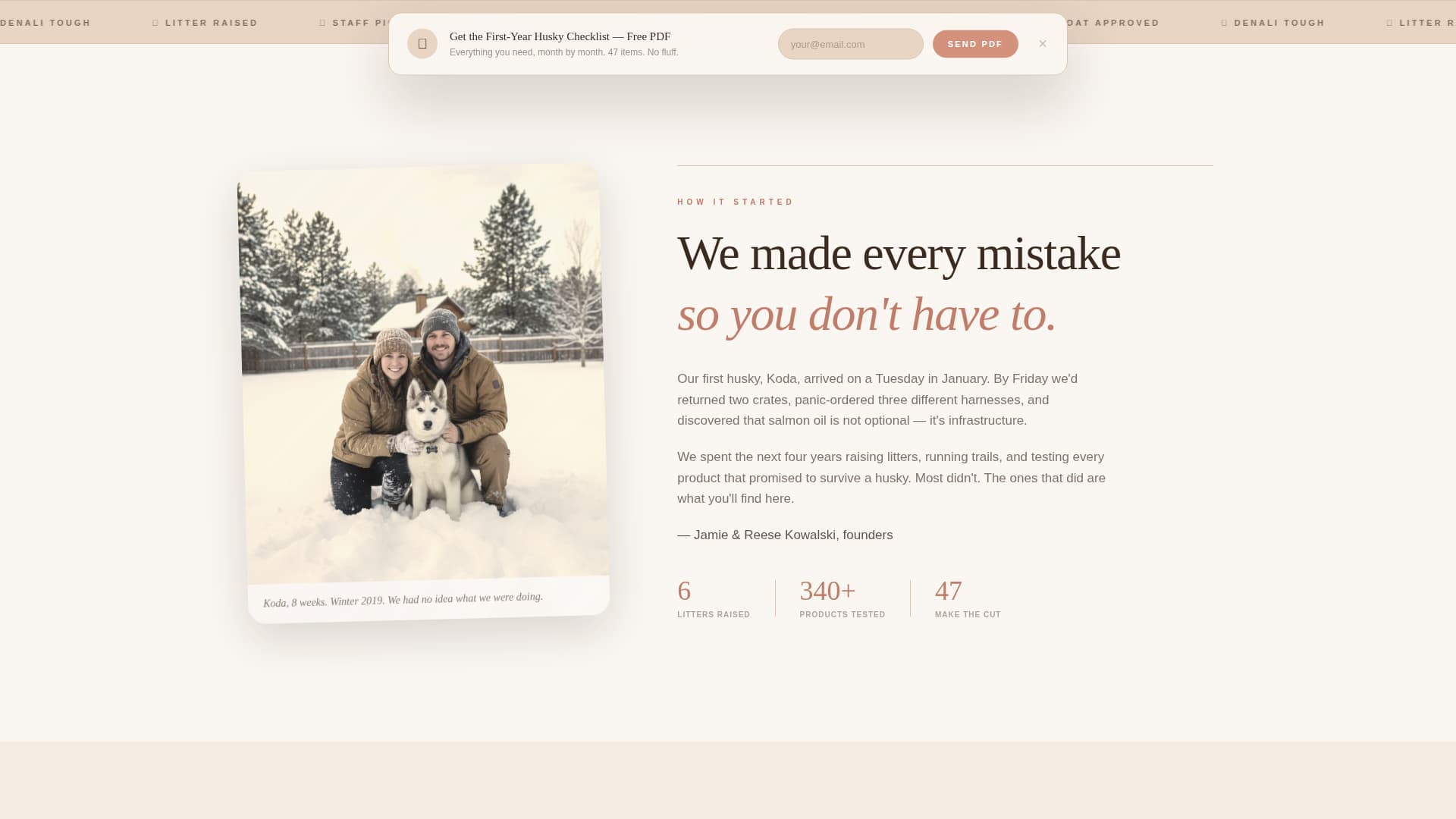 Mush - Trusted Huskysupplies Landing Page Template
