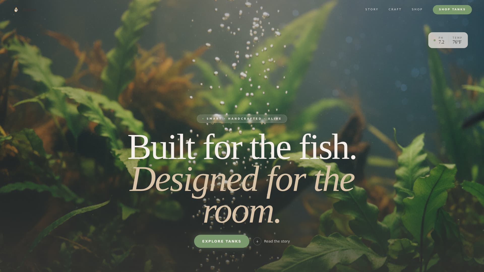 Aqua - Artisan Fishtank Landing Page Template