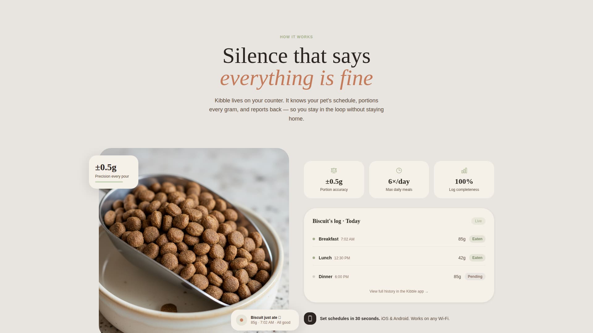 Kibble - Trusted Smartfeeder Landing Page Template