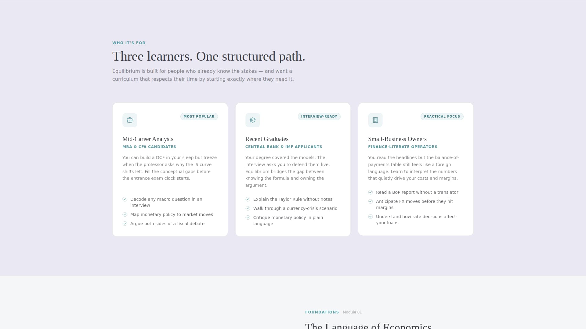 Equilibrium - Precision Economics Landing Page Template