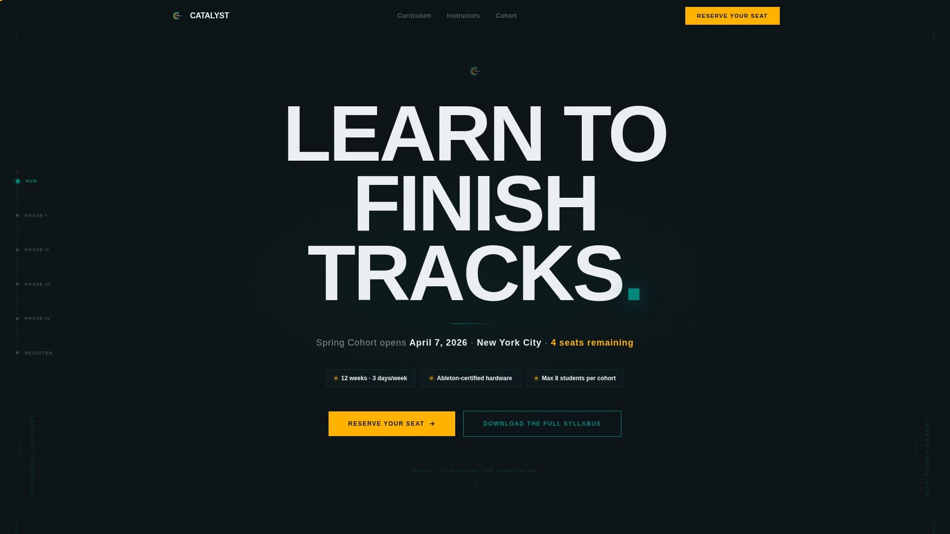 Catalyst - Institutional Electronic Music Landing Page Template