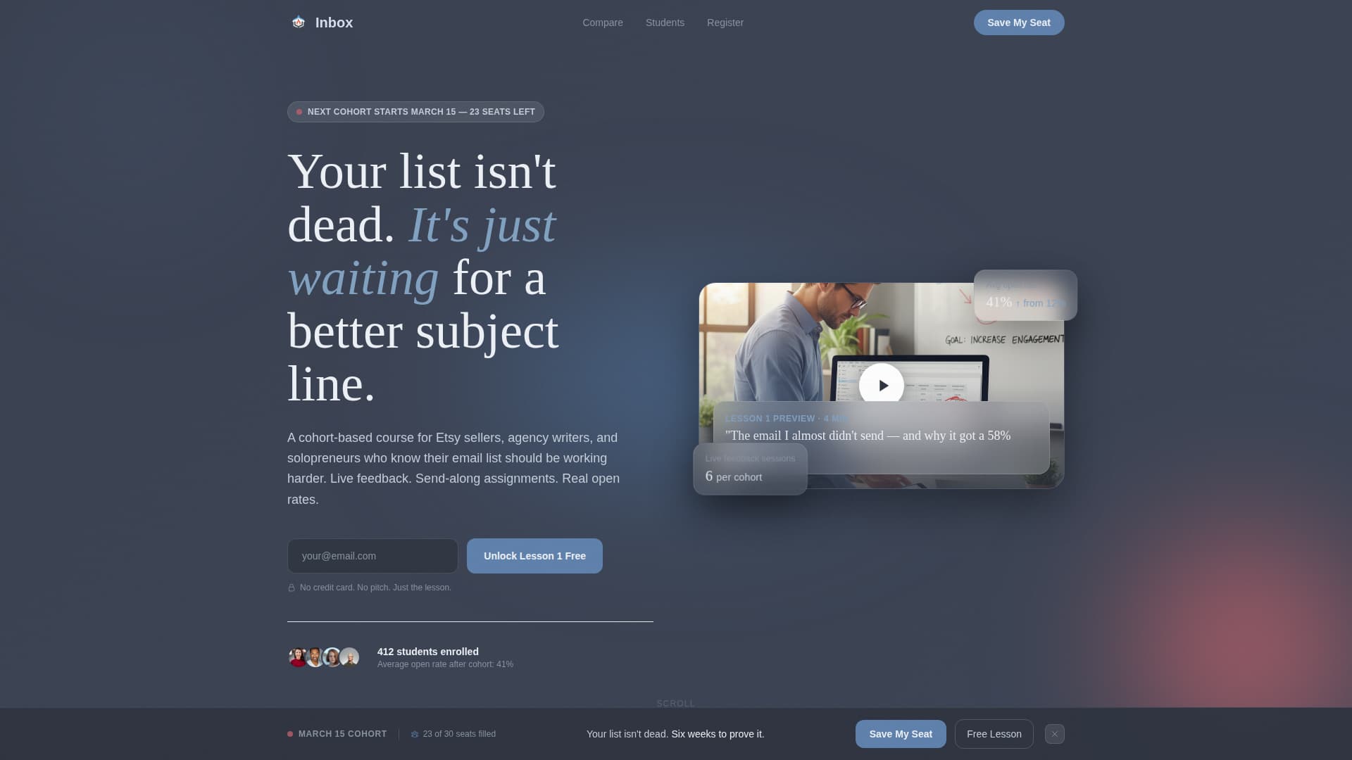 Inbox - Compelling Email Marketing Landing Page Template