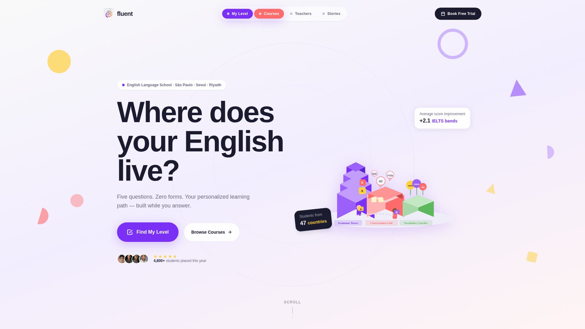 Fluent - Playful ESL Landing Page Template