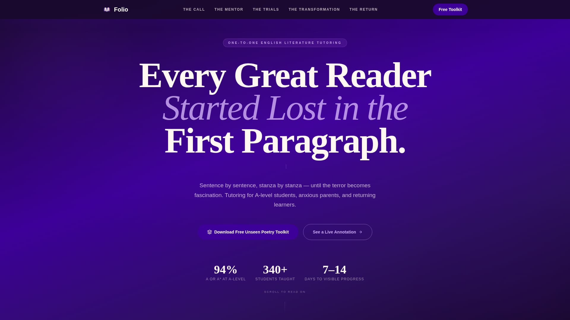 Folio - Transformative Literature Landing Page Template