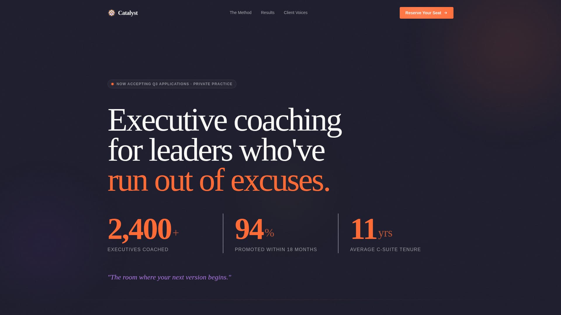 Ignite — Visionary Executive Coaching Landing Page Template