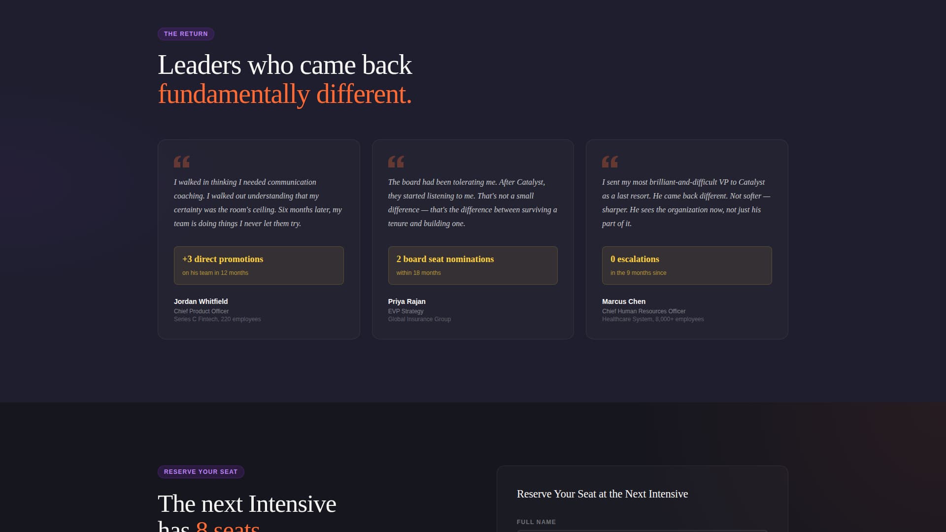 Ignite — Visionary Executive Coaching Landing Page Template