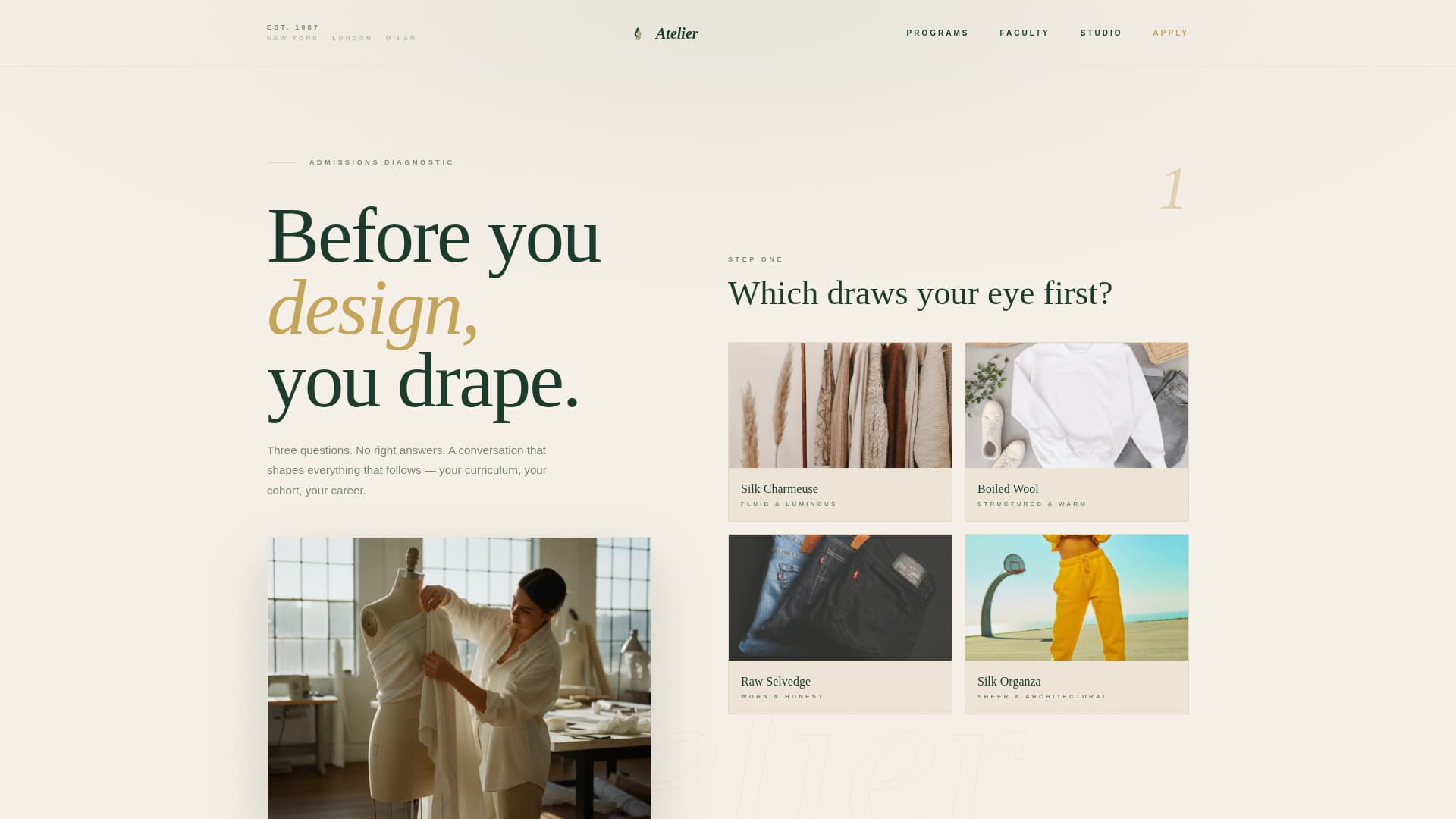 Atelier - Prestigious Fashion Design Landing Page Template