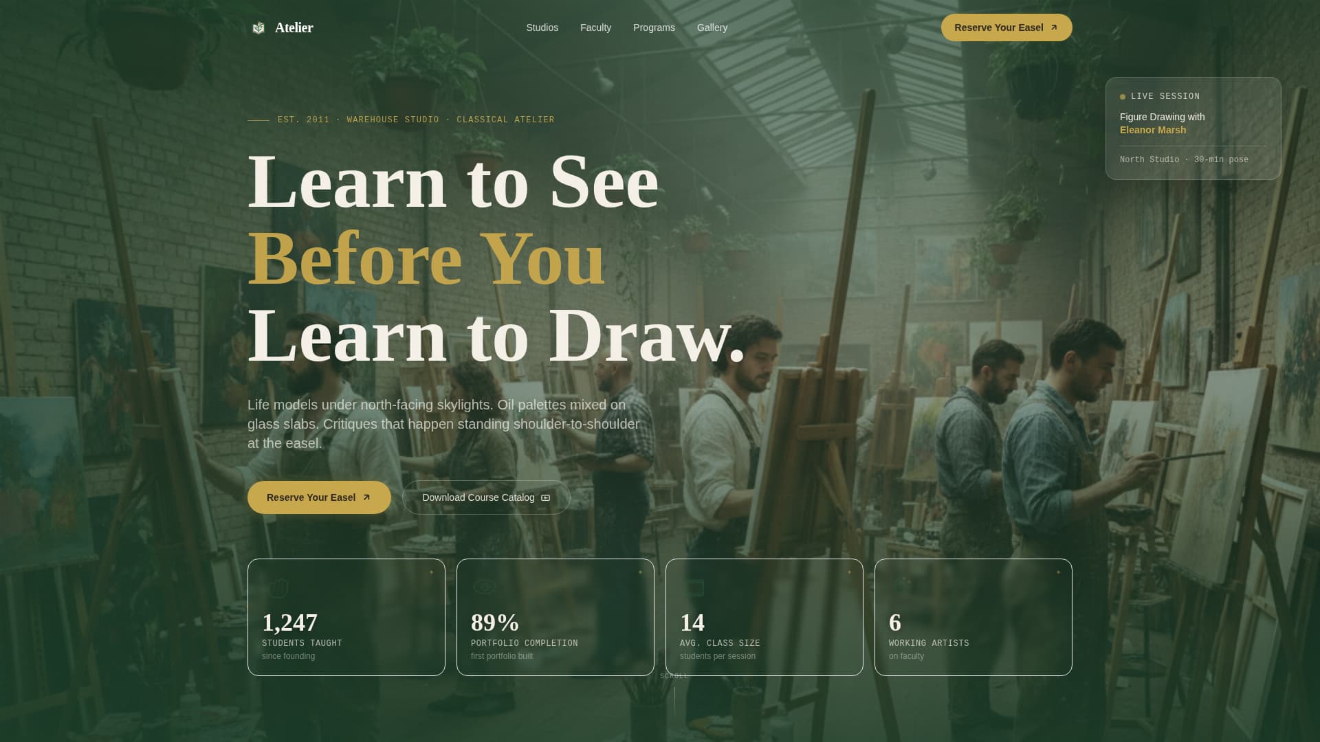 Atelier - Inspiring Fine Art Academy Landing Page Template