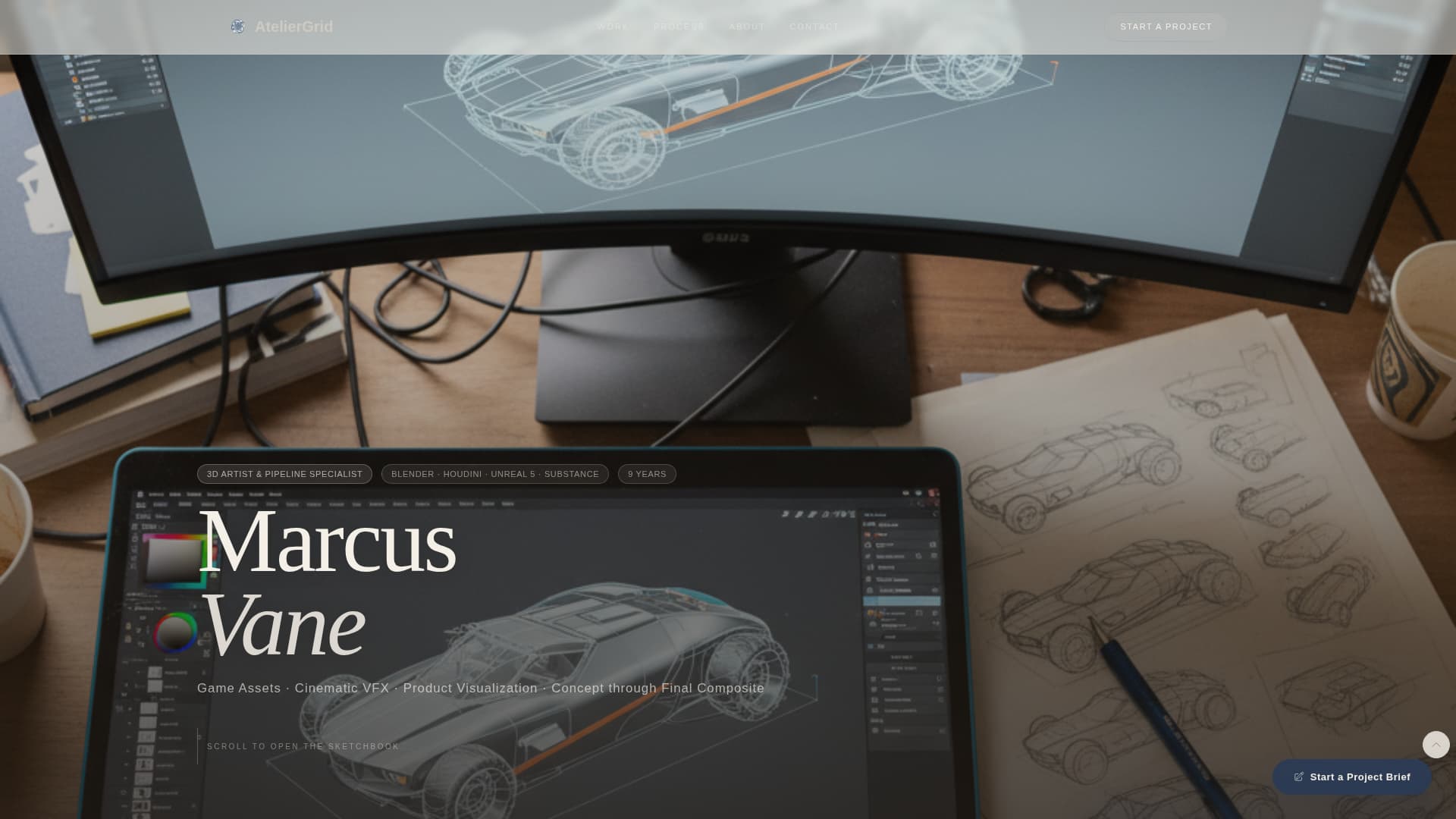 Atelier - Immersive 3D Artist Landing Page Template
