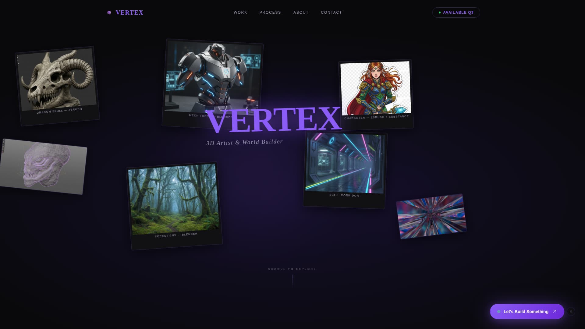 Vertex - Immersive 3D Artist Landing Page Template