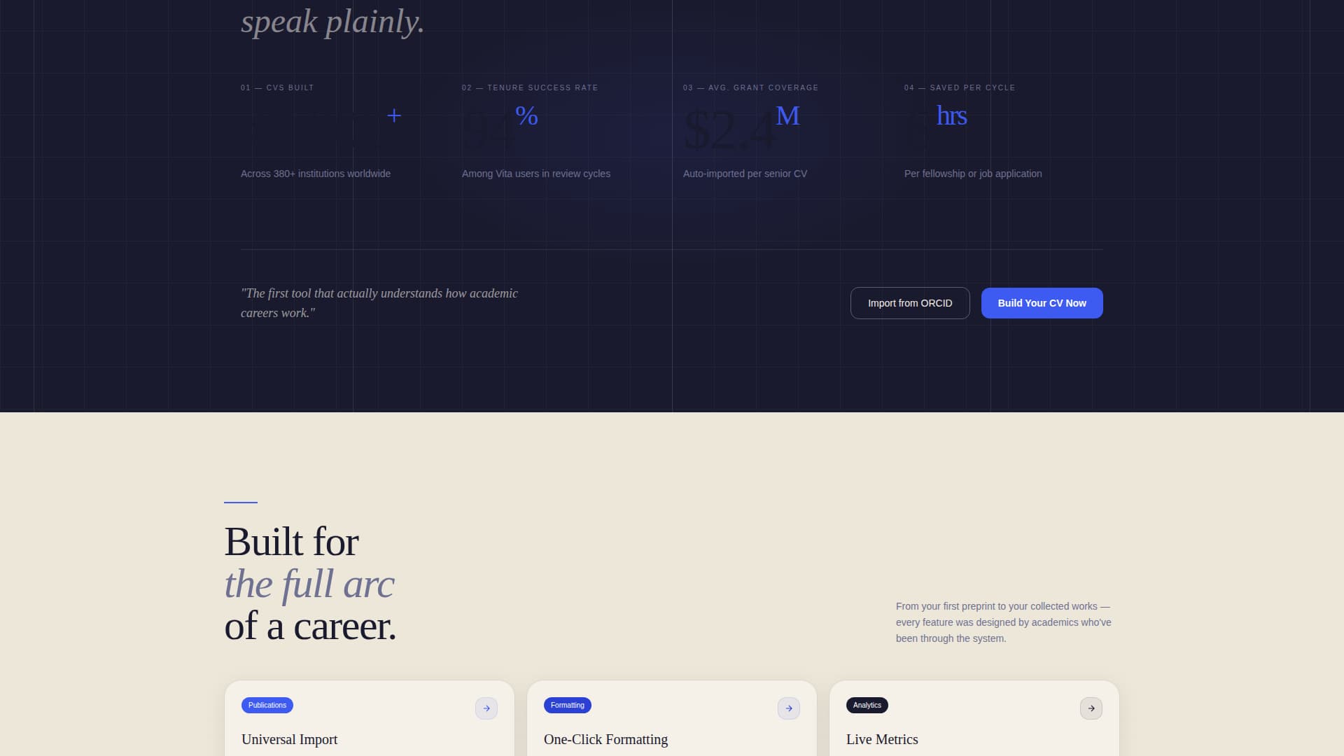 Vita - Authoritative Academic Landing Page Template