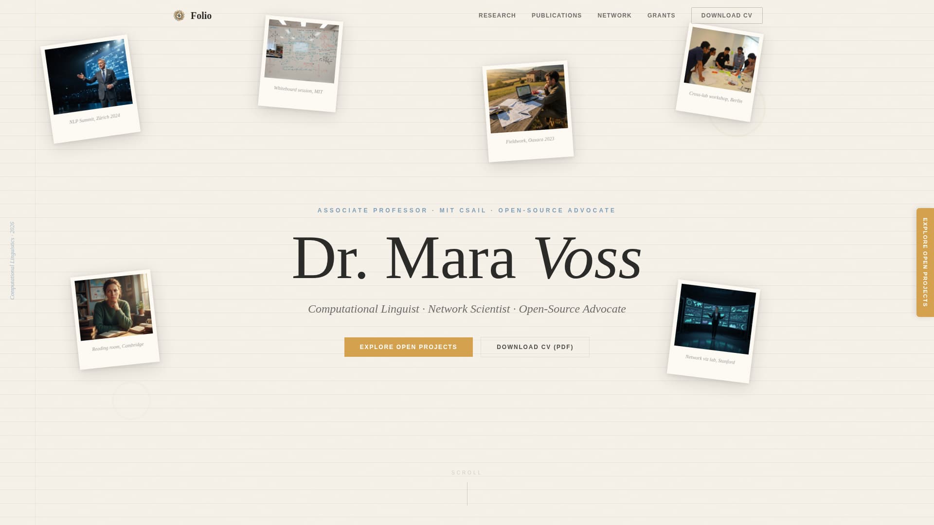 Folio - Scholarly Academic Landing Page Template