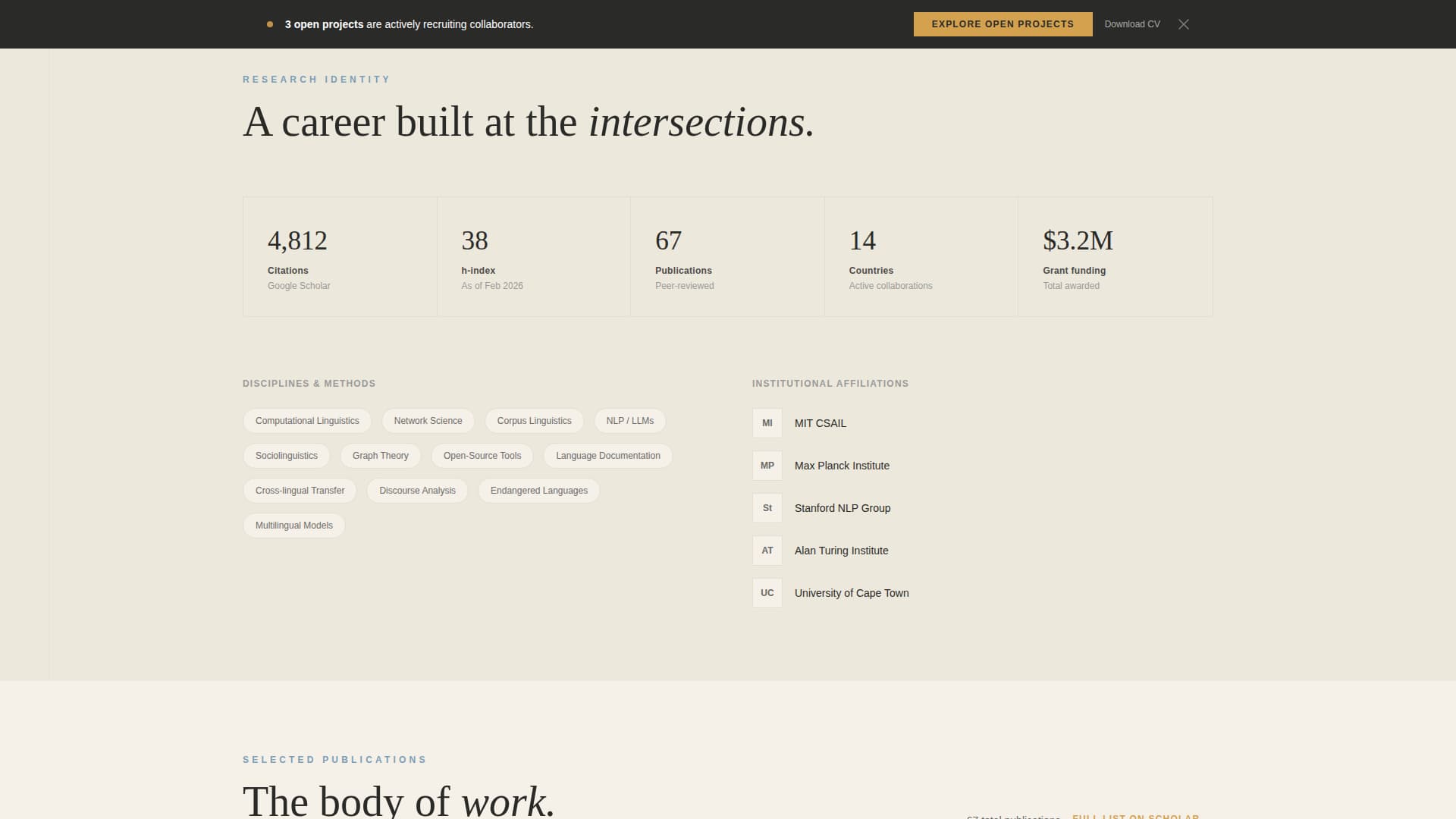 Folio - Scholarly Academic Landing Page Template