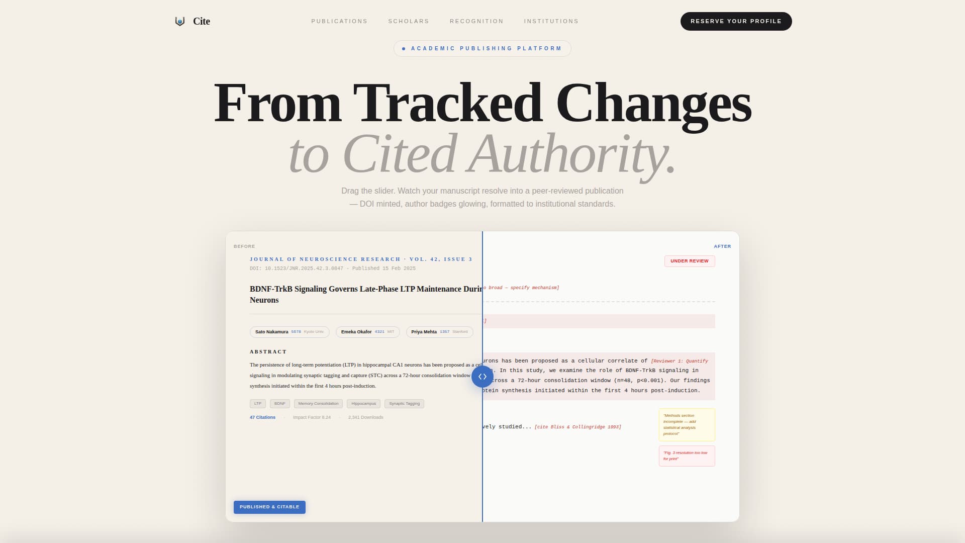 Cite - Prestigious Academic Landing Page Template