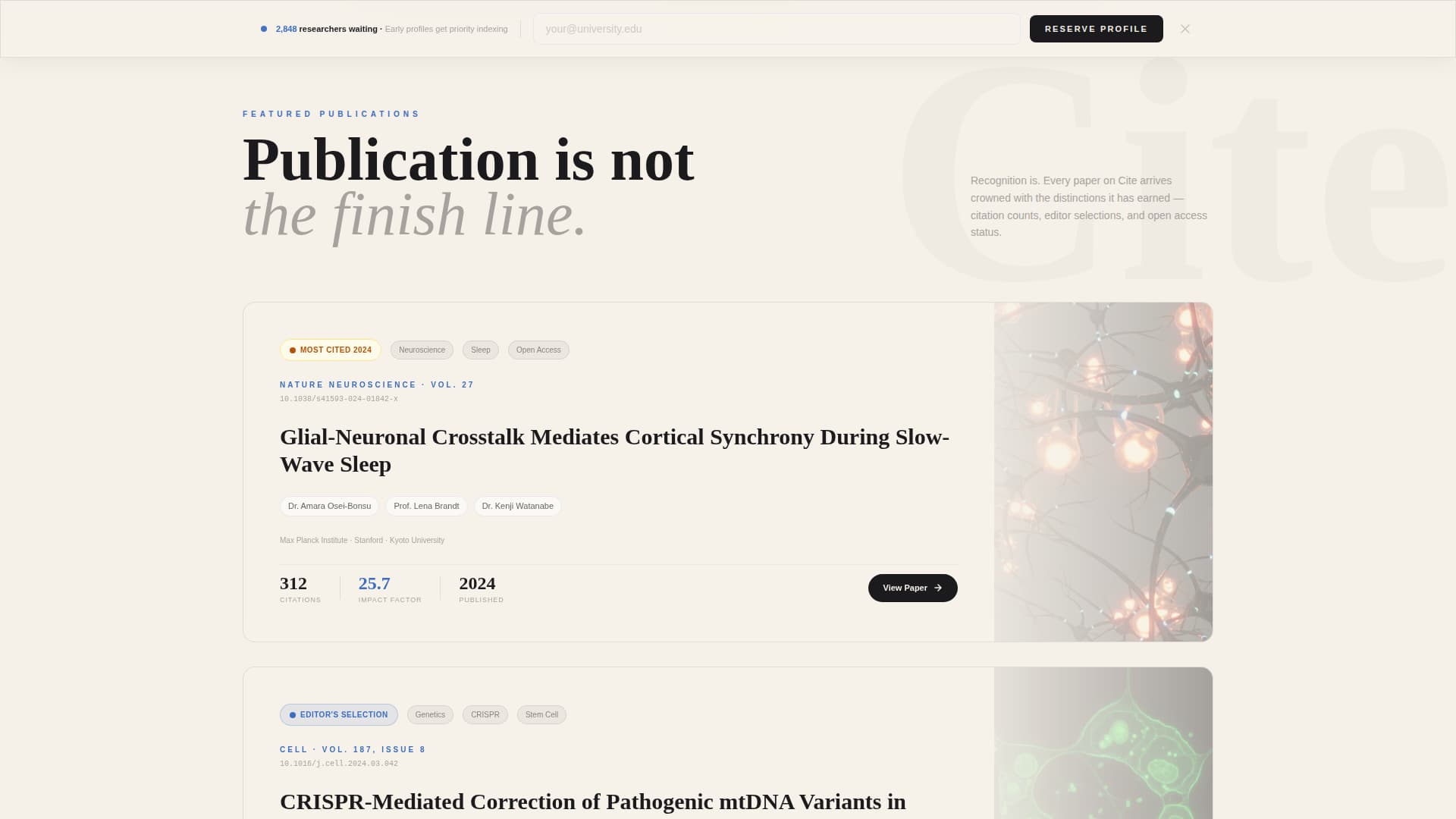 Cite - Prestigious Academic Landing Page Template