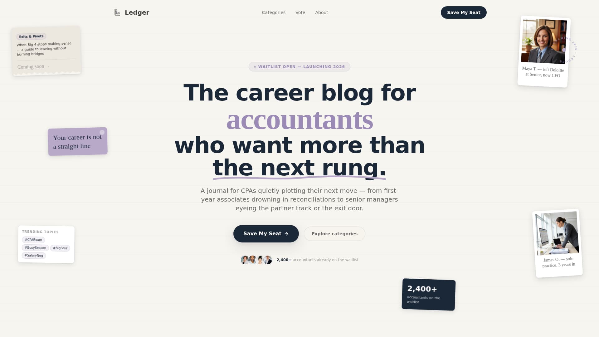 Ledger - Aspirational Accountant Landing Page Template