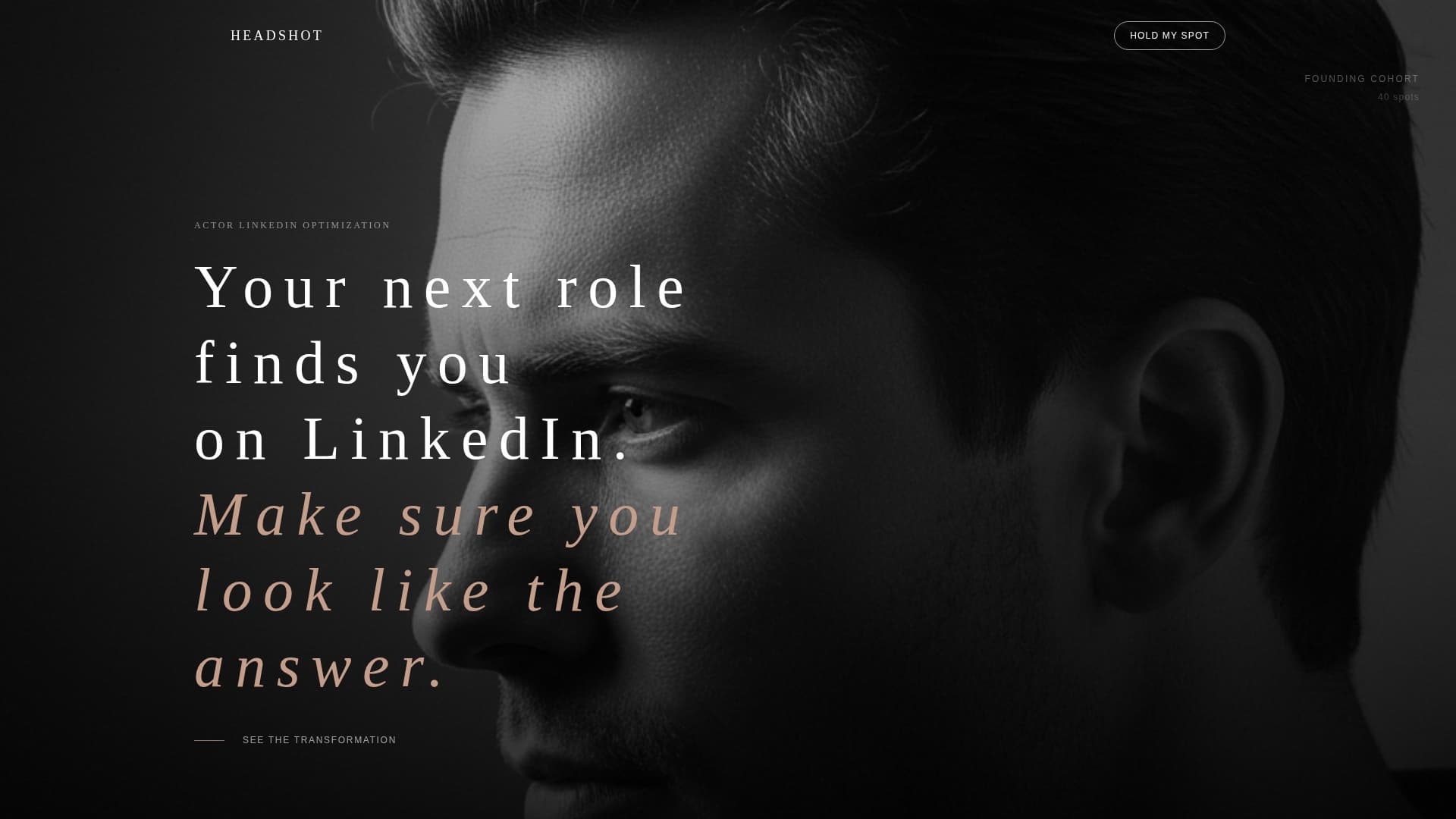 Headshot - Cinematic Actorprofile Landing Page Template