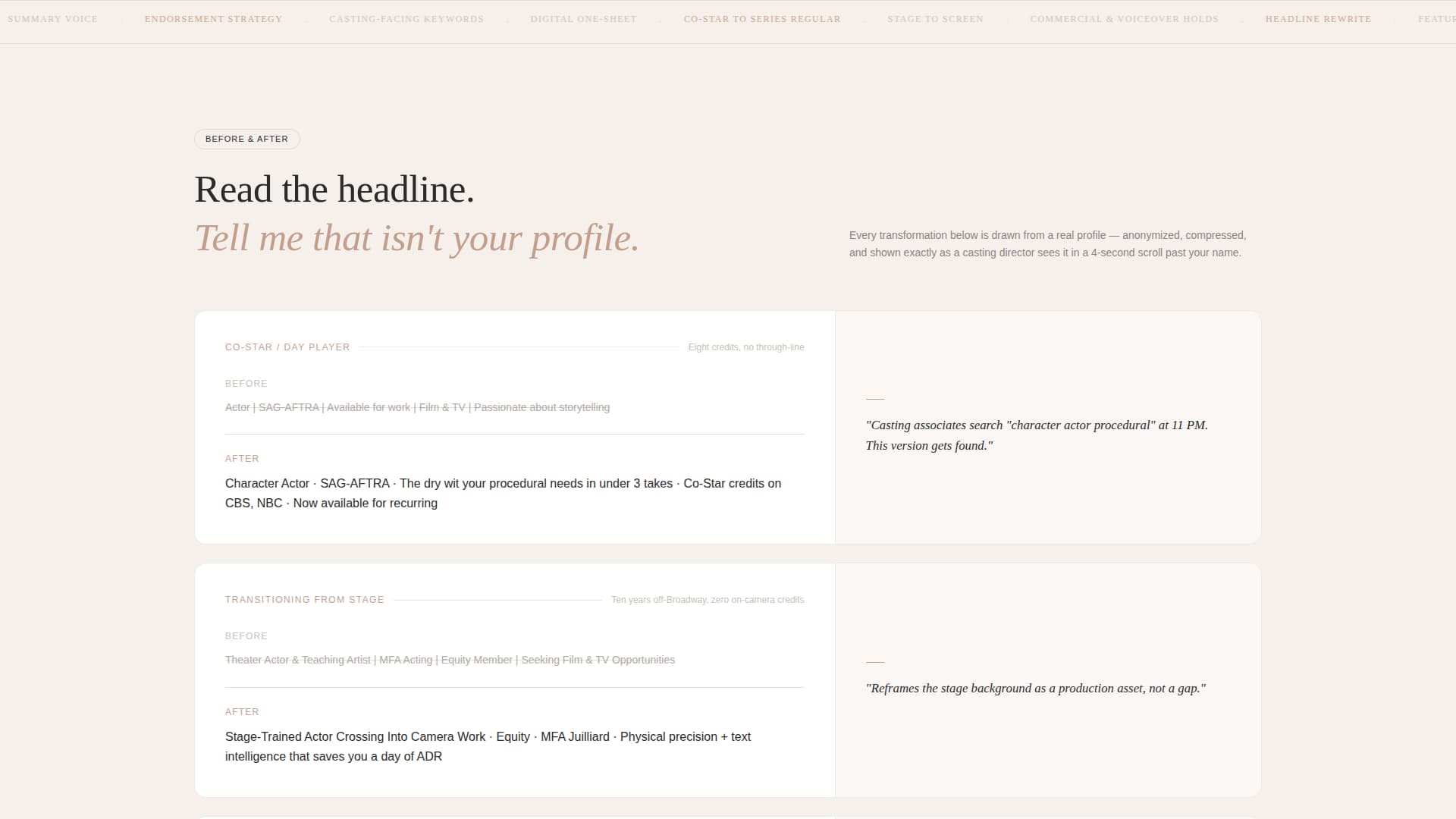 Headshot - Cinematic Actorprofile Landing Page Template