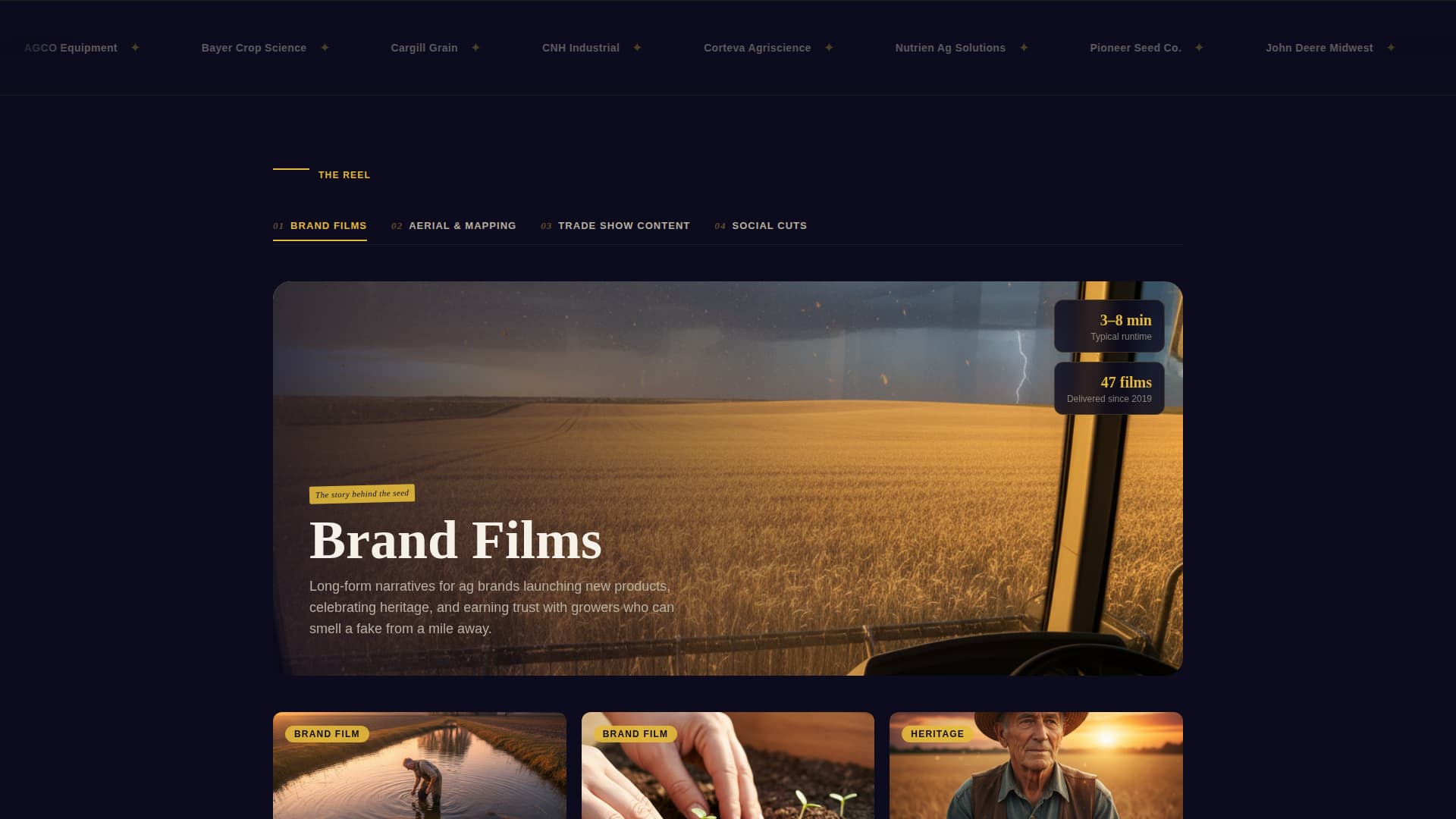 Harvest - Cinematic Agriculture Landing Page Template