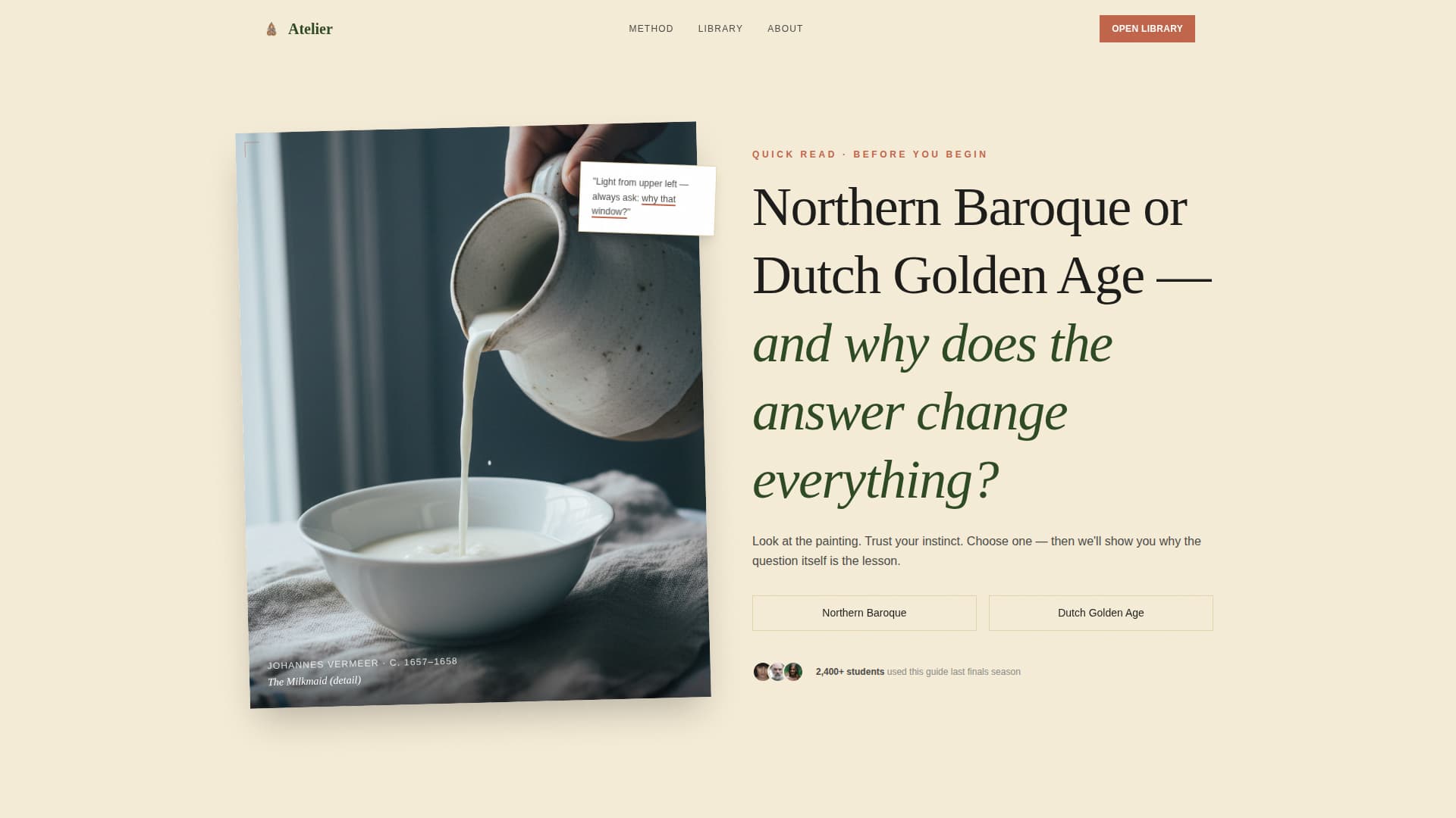 Atelier - Immersive Finearts Landing Page Template