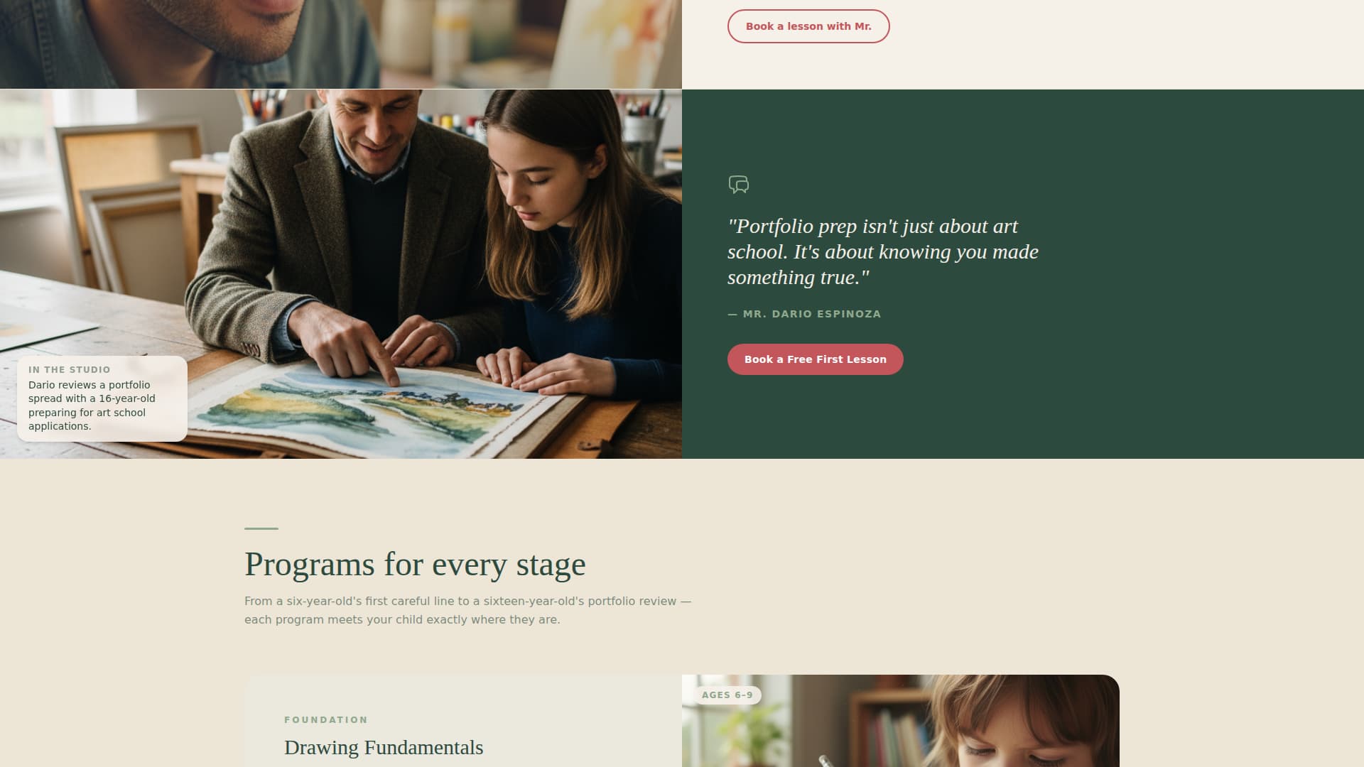 Atelier - Trusted Artstutoring Landing Page Template