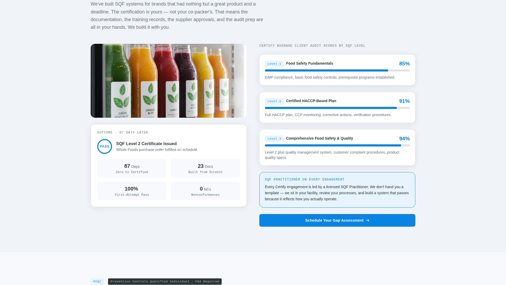 Certify - Precision Foodsafety Landing Page Template
