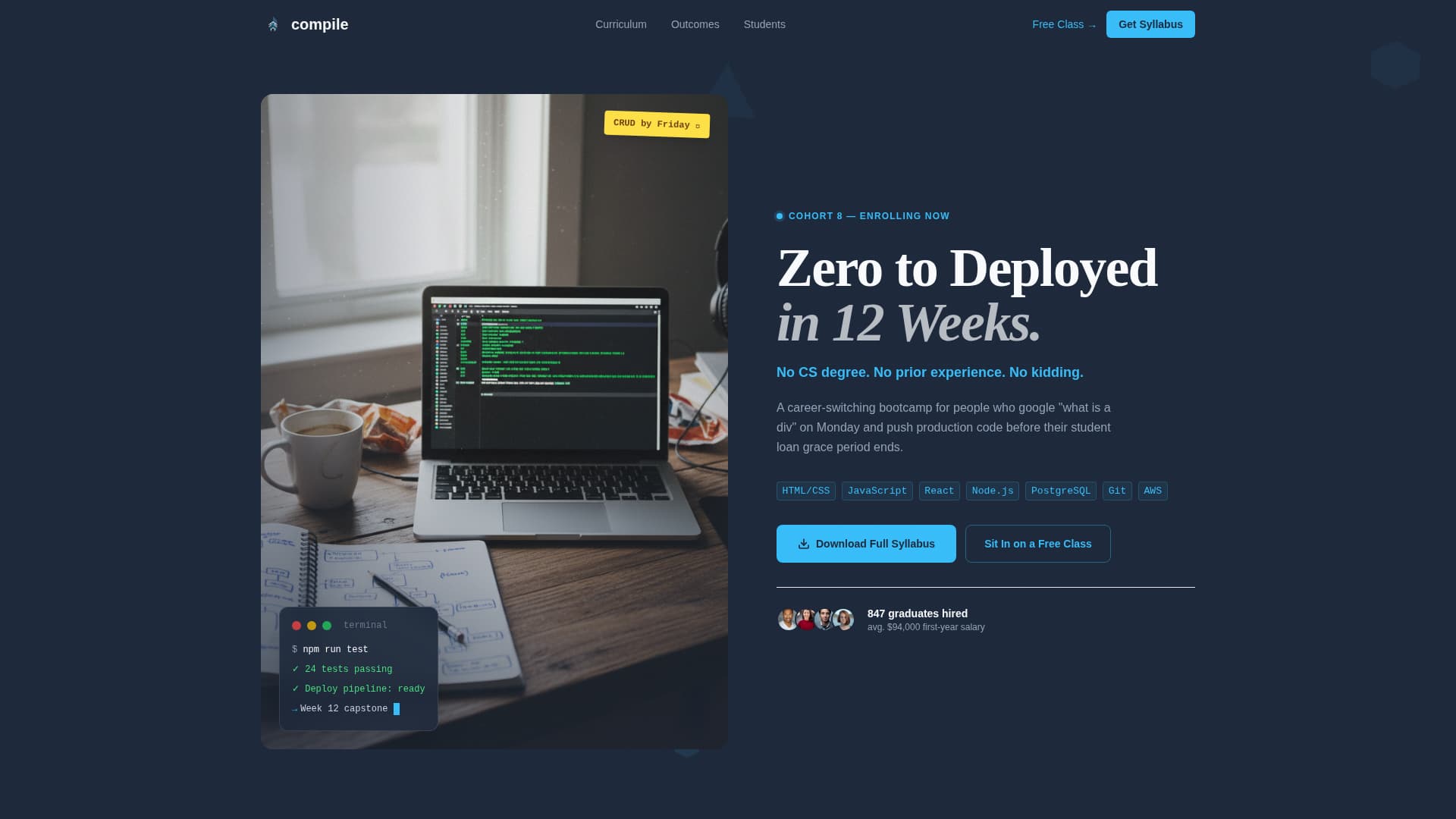 Compile - Intensive Full Stack Landing Page Template
