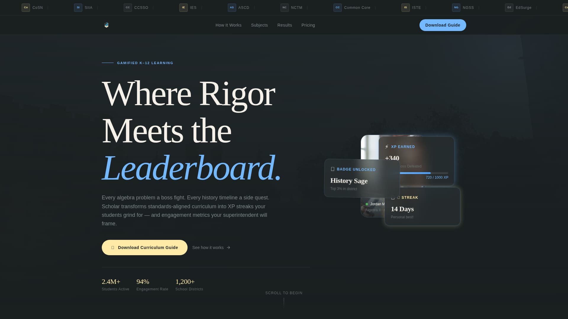 Scholar - Authoritative Edtech Landing Page Template