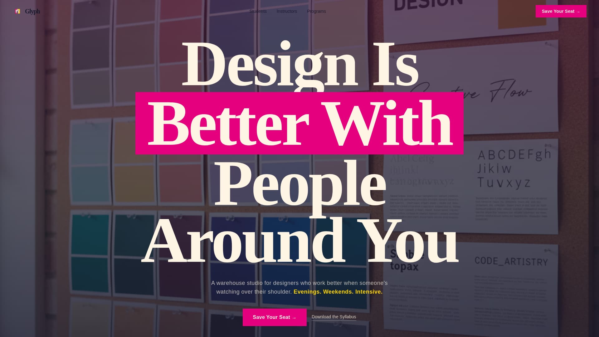 Glyph - Vibrant Designschool Landing Page Template