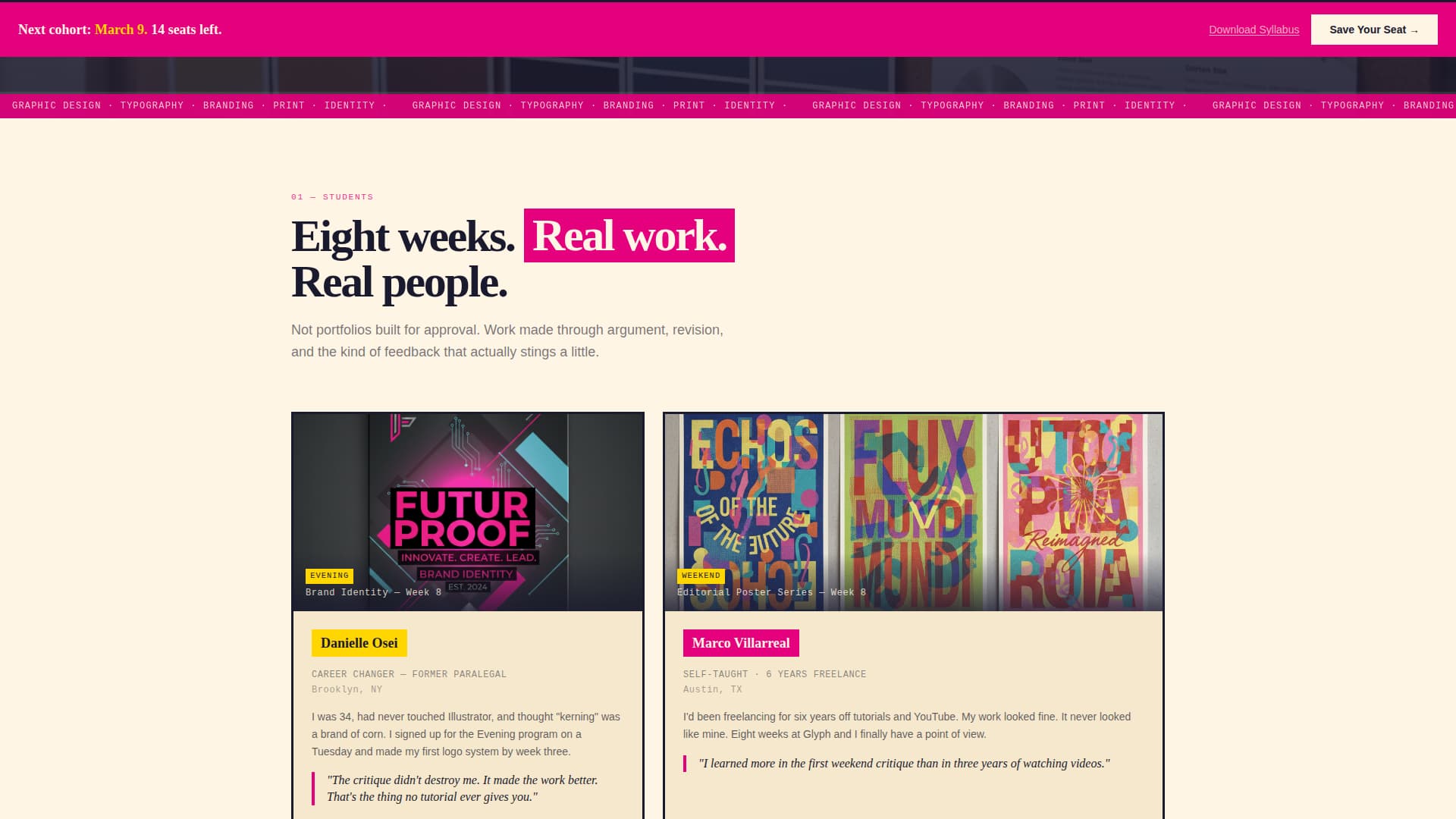 Glyph - Vibrant Designschool Landing Page Template
