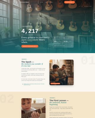 Strum - Inspiring Guitaracademy Landing Page Template