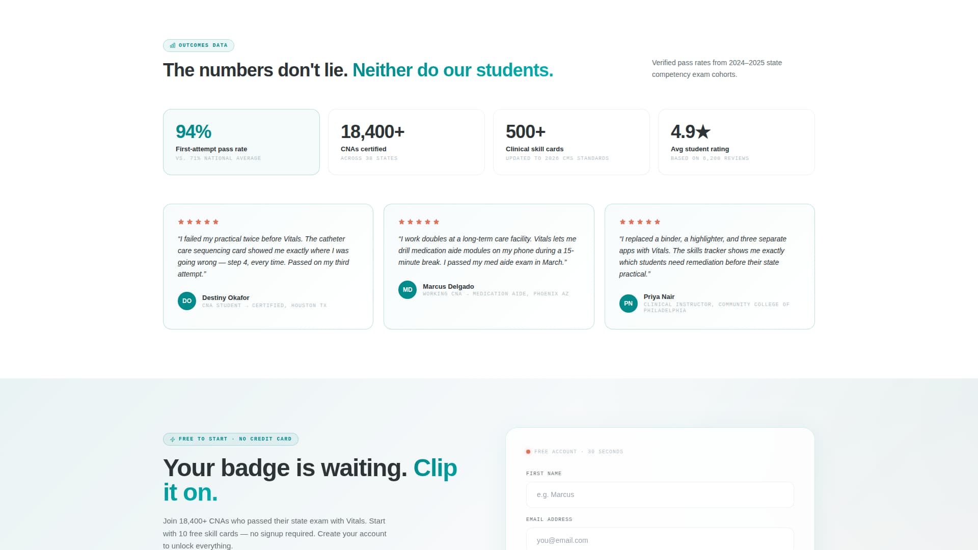 Vitals - Authoritative Nursing Assistant Landing Page Template
