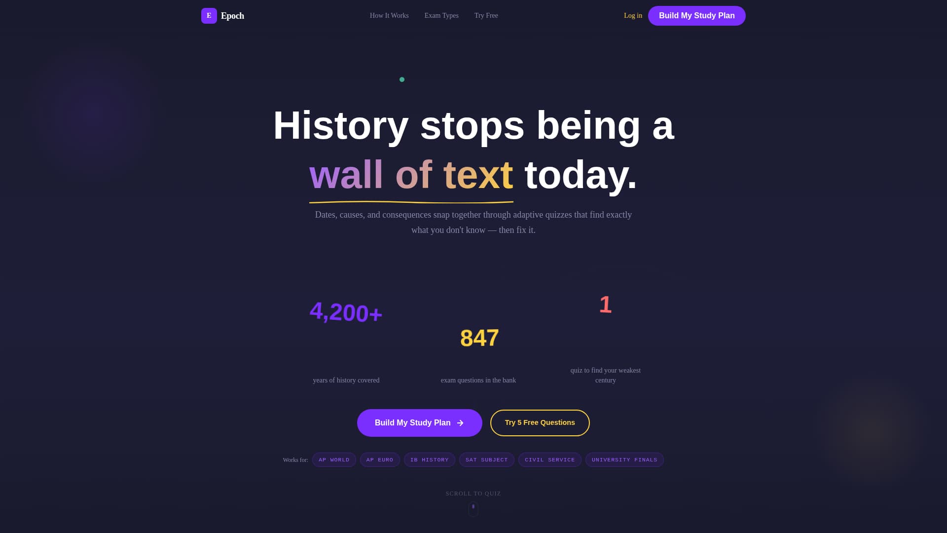 Epoch - Interactive Historyprep Landing Page Template