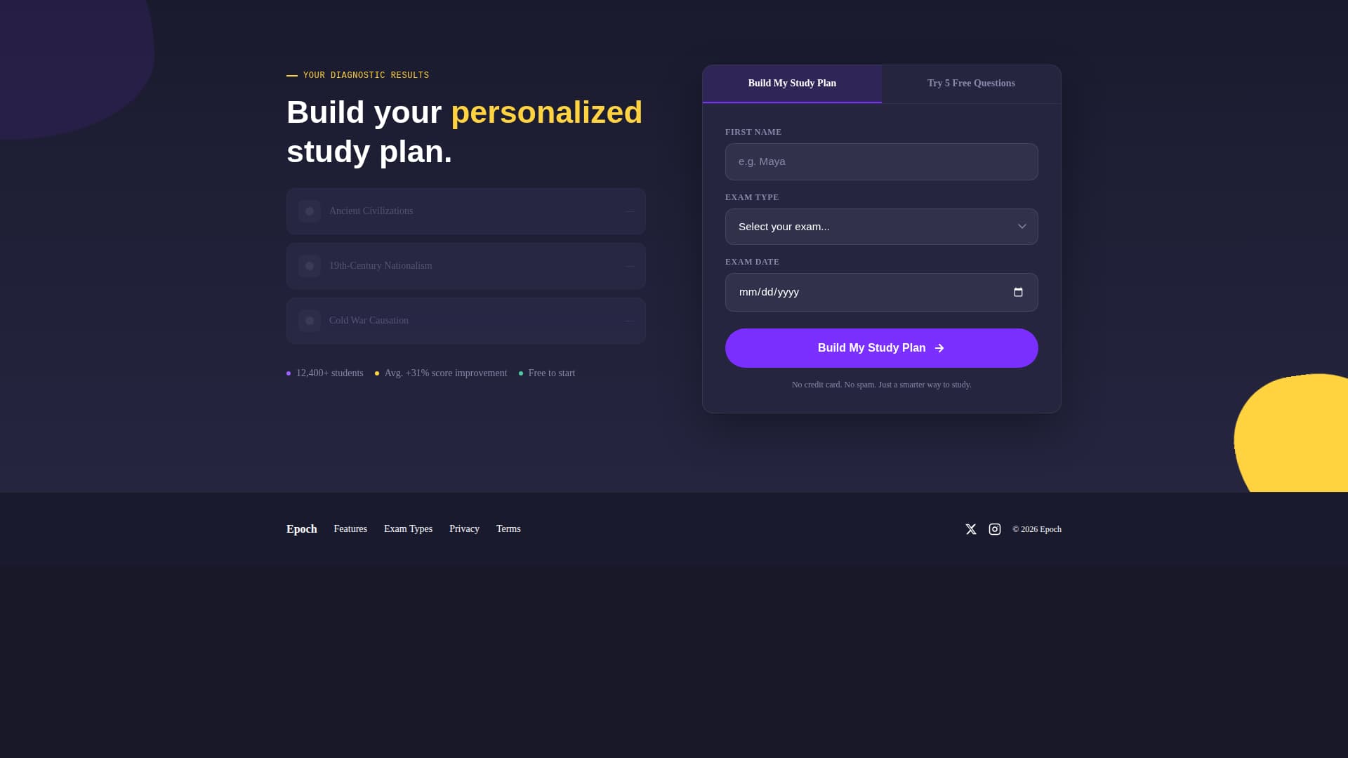Epoch - Interactive Historyprep Landing Page Template