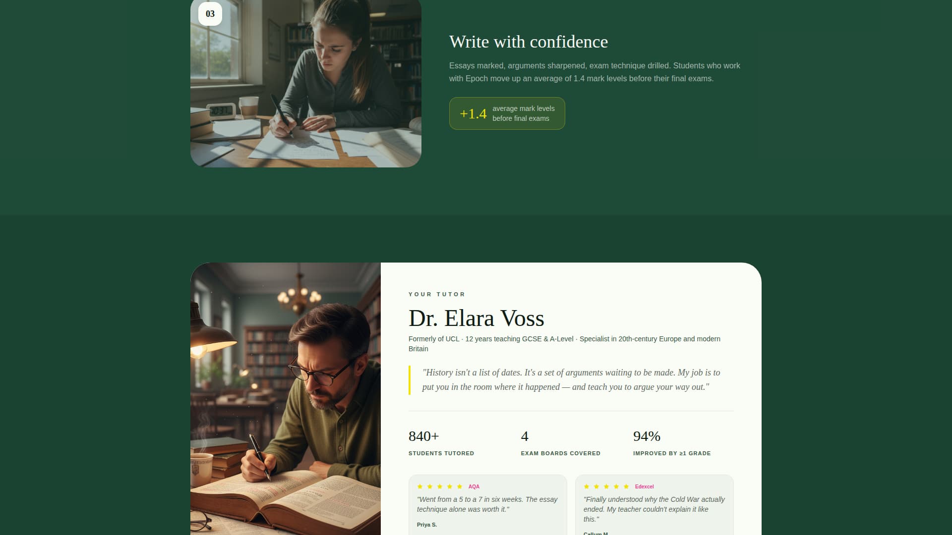 Epoch - Engaging Historytutoring Landing Page Template