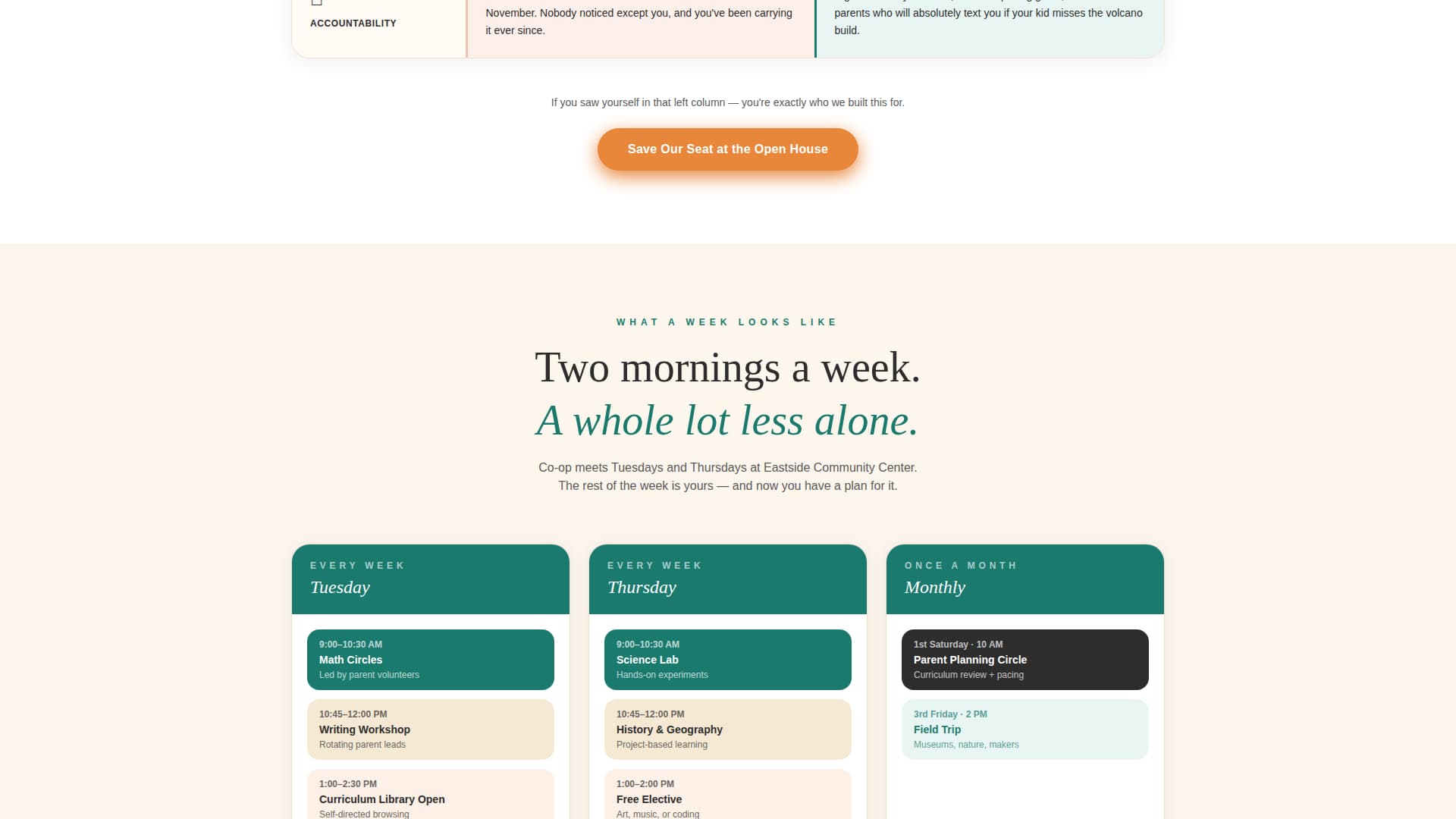 Gather - Welcoming Homeschool Landing Page Template