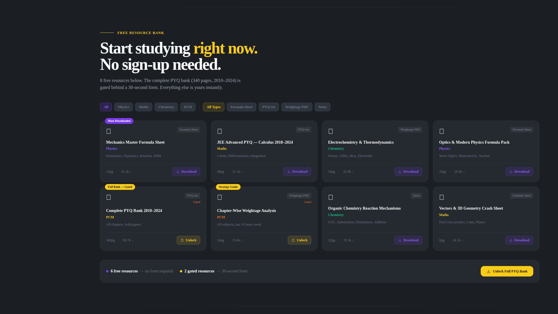 Crack - Precision IIT JEE Landing Page Template