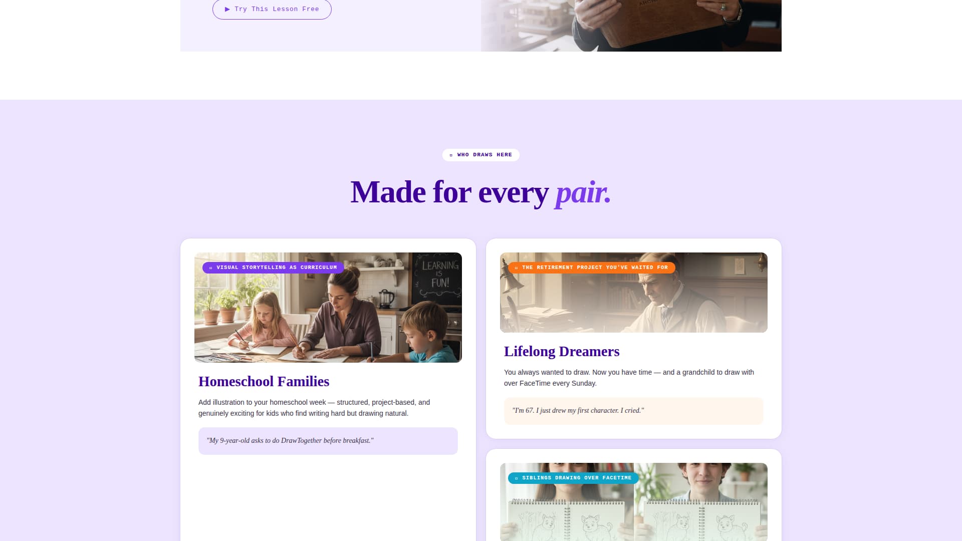 Drawtogether - Heartwarming Illustration Landing Page Template