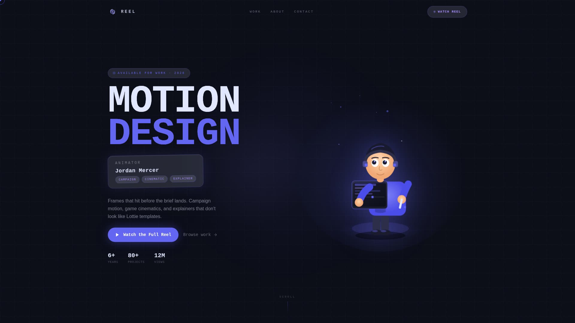Reel - Electric Motionportfolio Landing Page Template