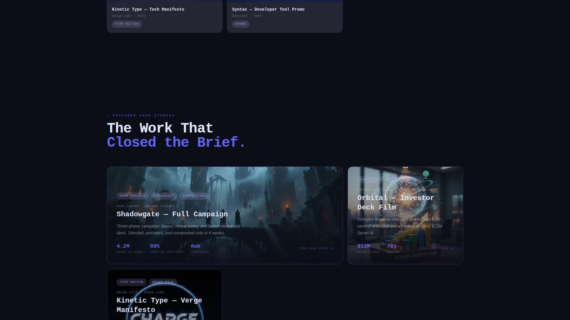 Reel - Electric Motionportfolio Landing Page Template