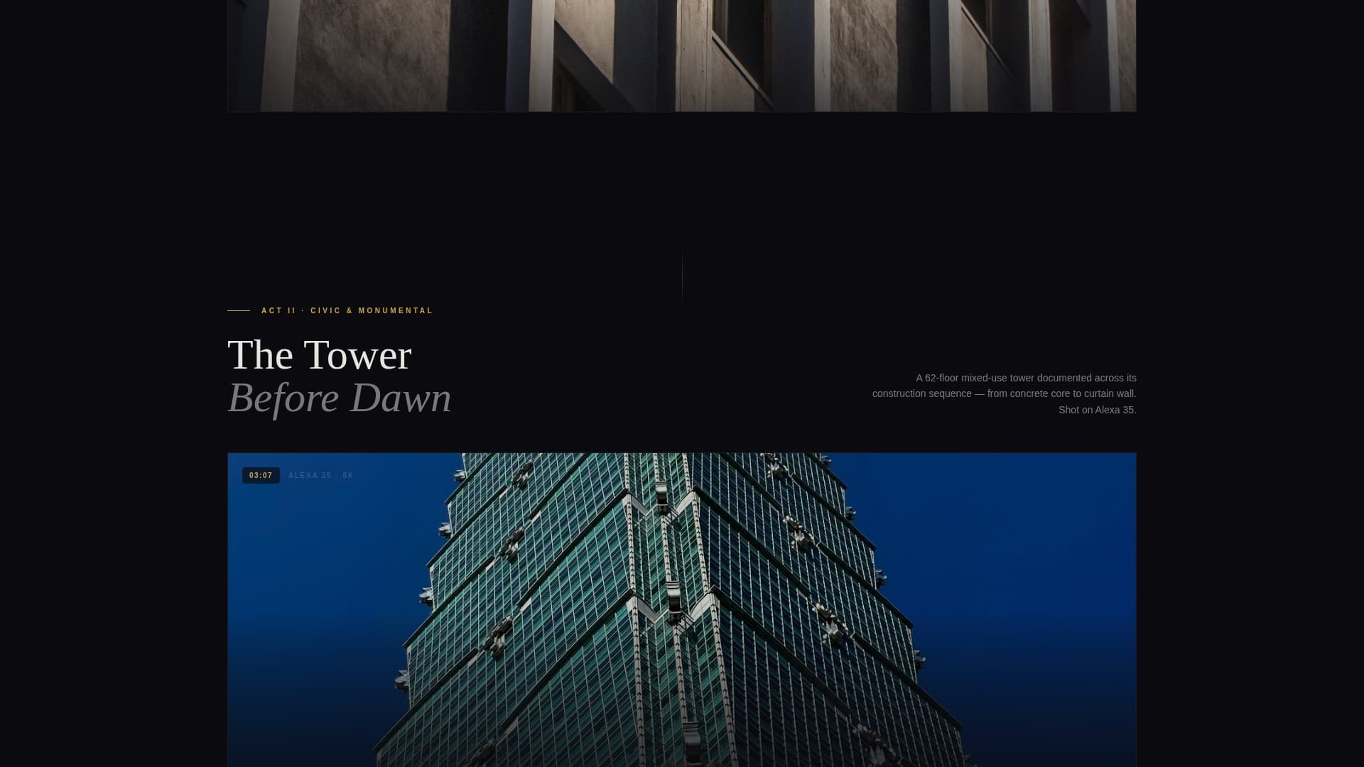 Reel - Cinematic Architect Landing Page Template