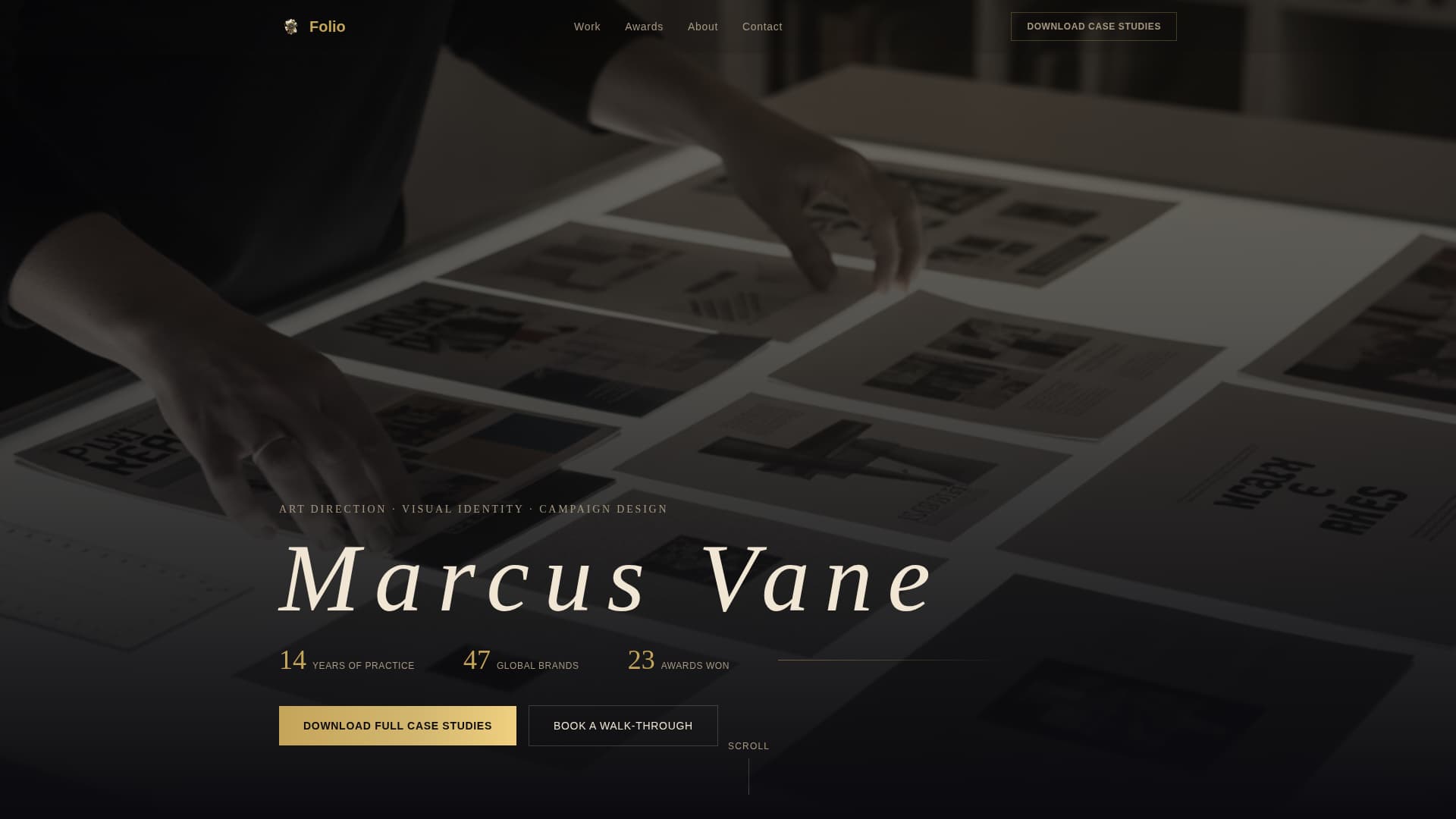 Folio - Awardwinning Artdirector Landing Page Template