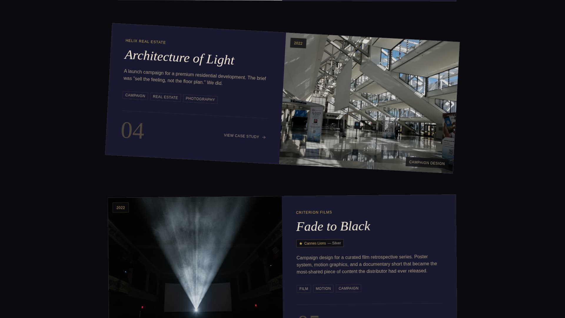 Folio - Awardwinning Artdirector Landing Page Template