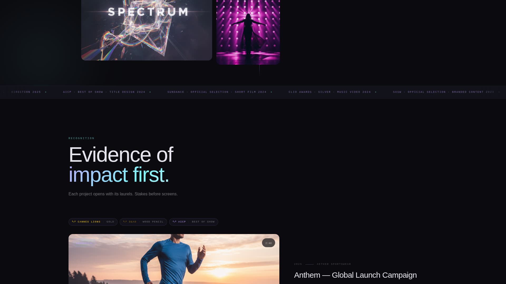 Luminary - Holographic Videoportfolio Landing Page Template