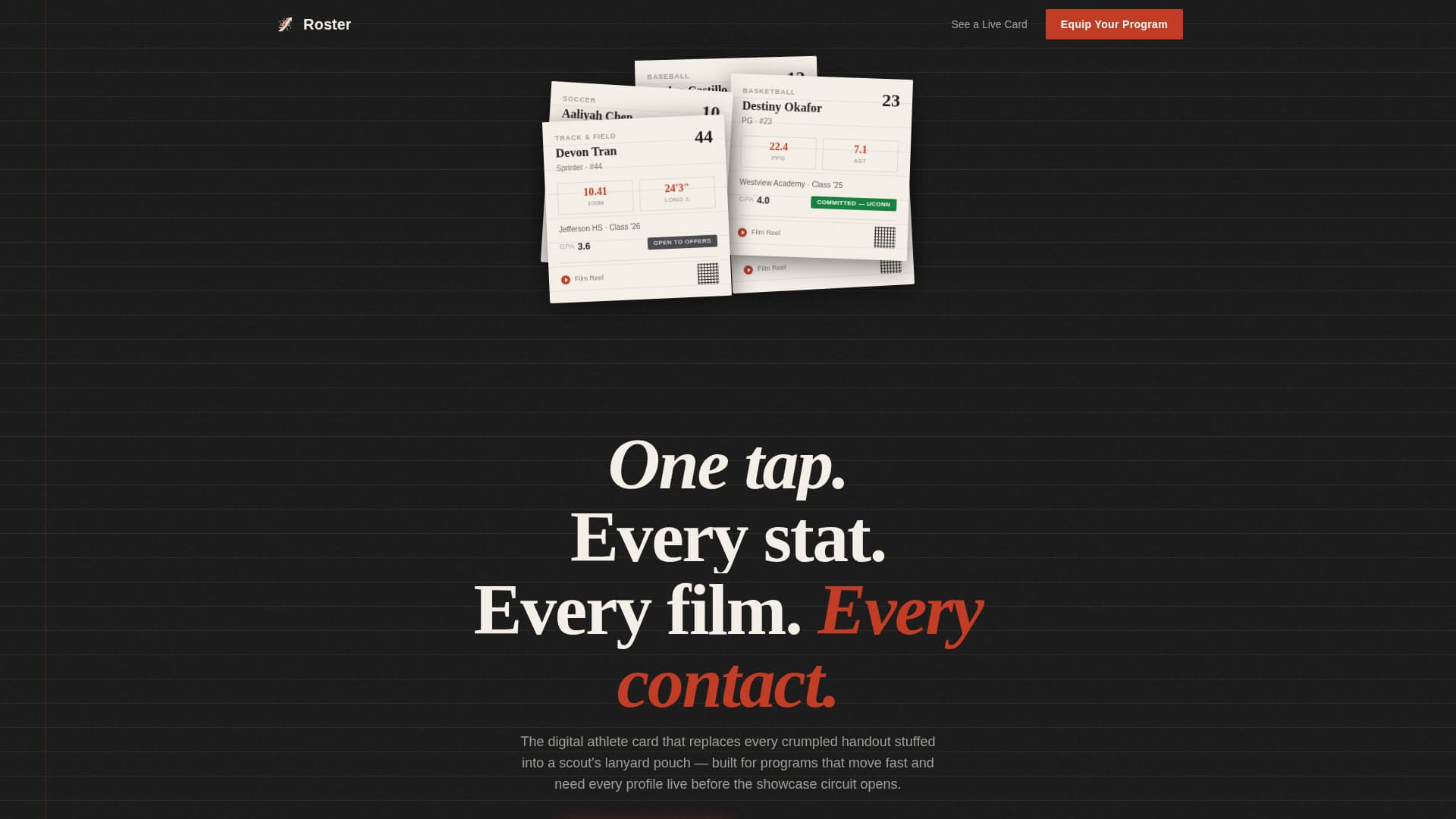 Roster - Powerful Athlete Landing Page Template