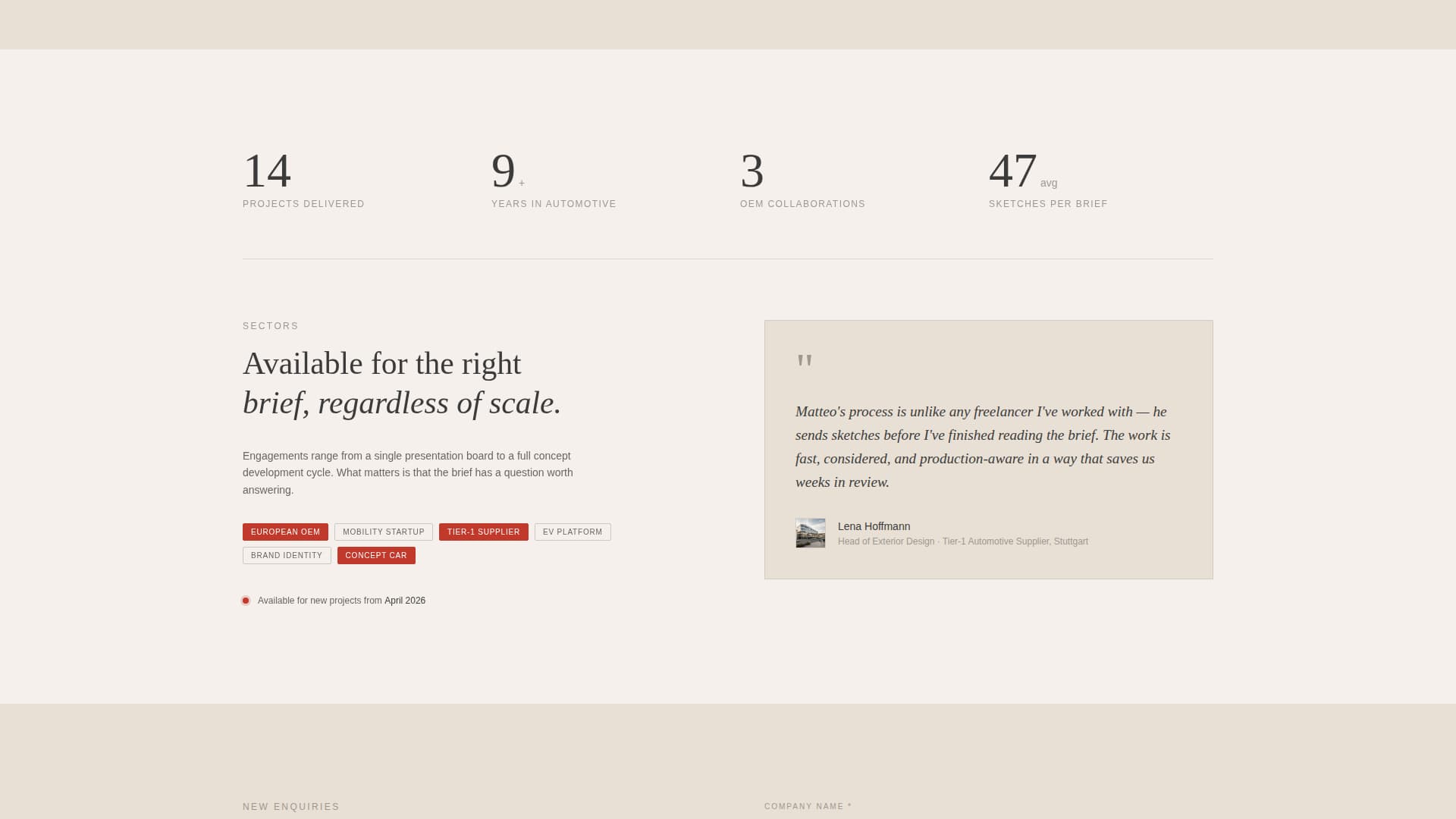 Sketch - Compelling Automotivedesigner Landing Page Template