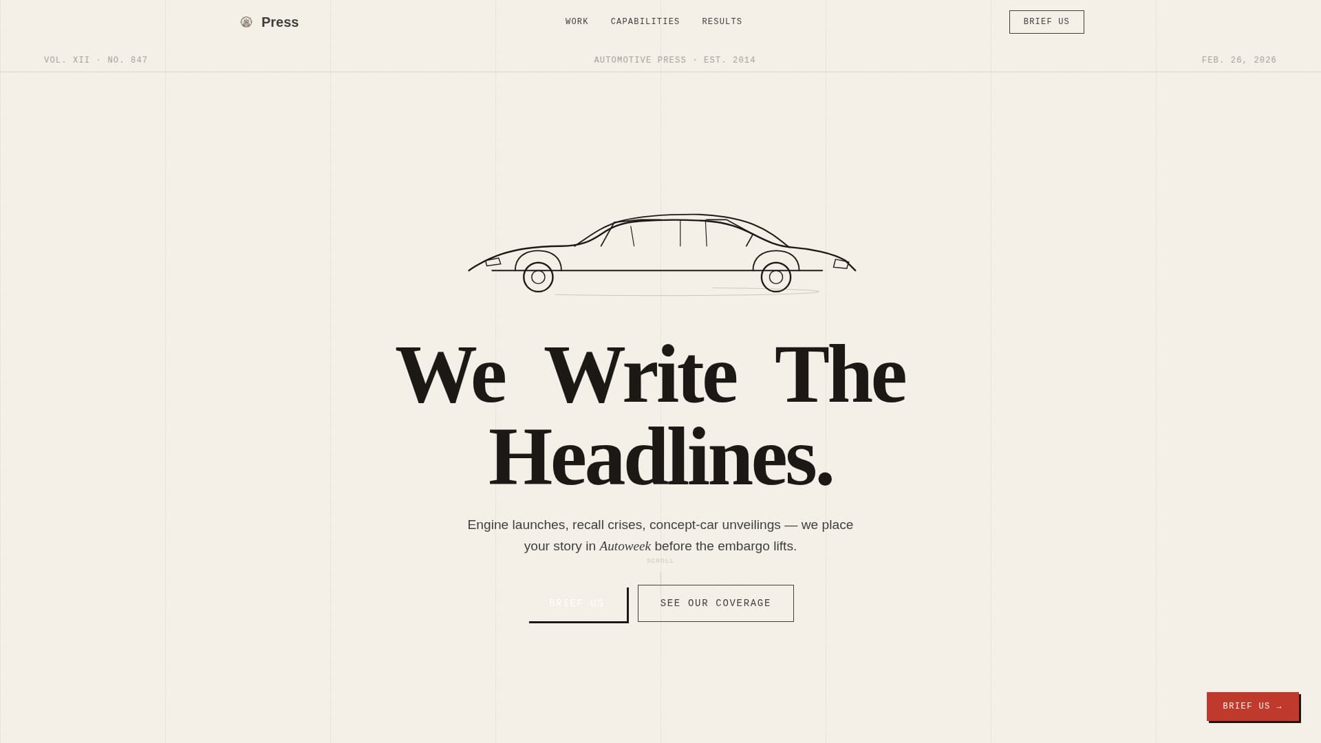 Press - Award-winning Automotive PR Landing Page Template