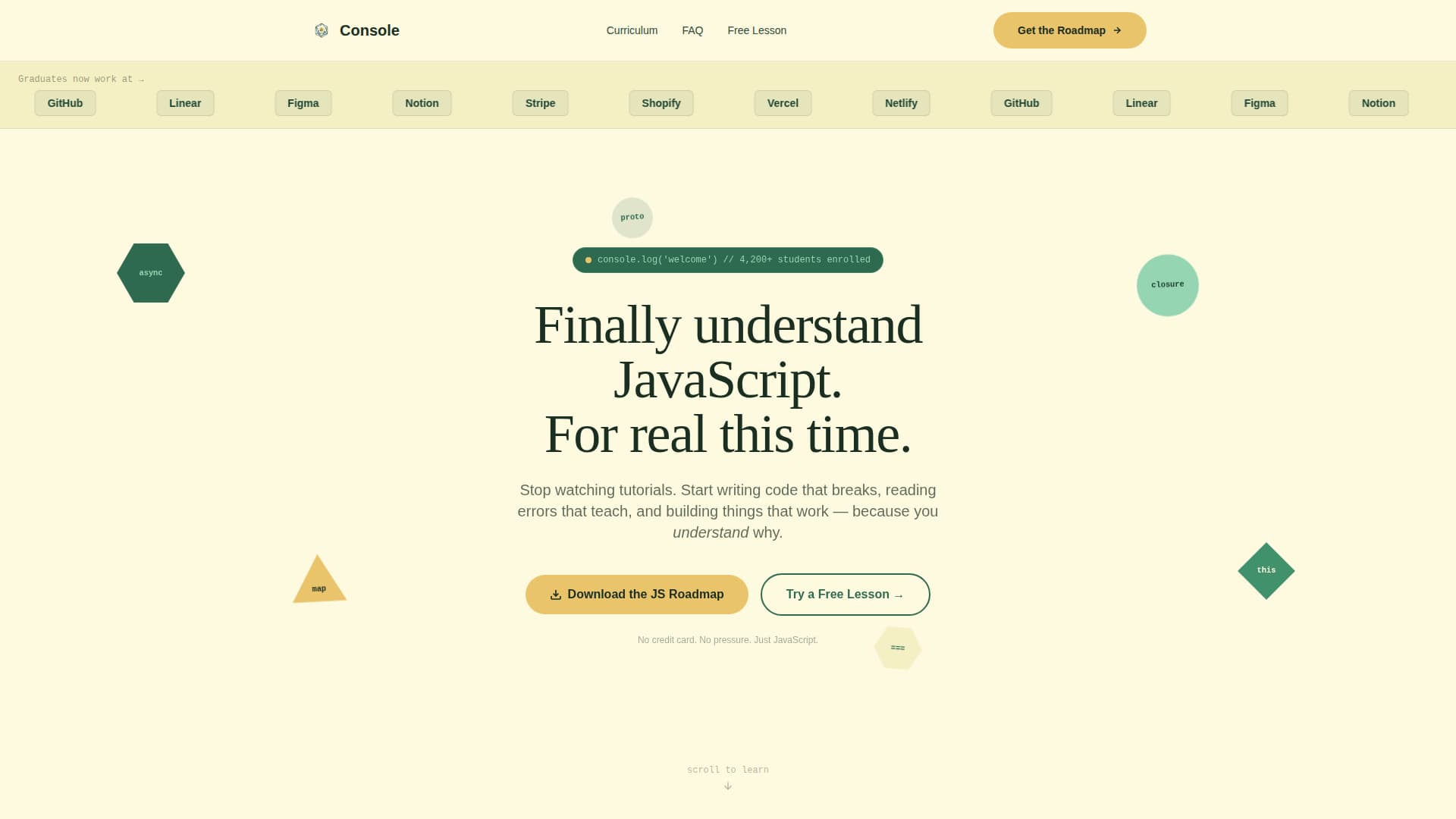 Console - Playful JavaScript Landing Page Template